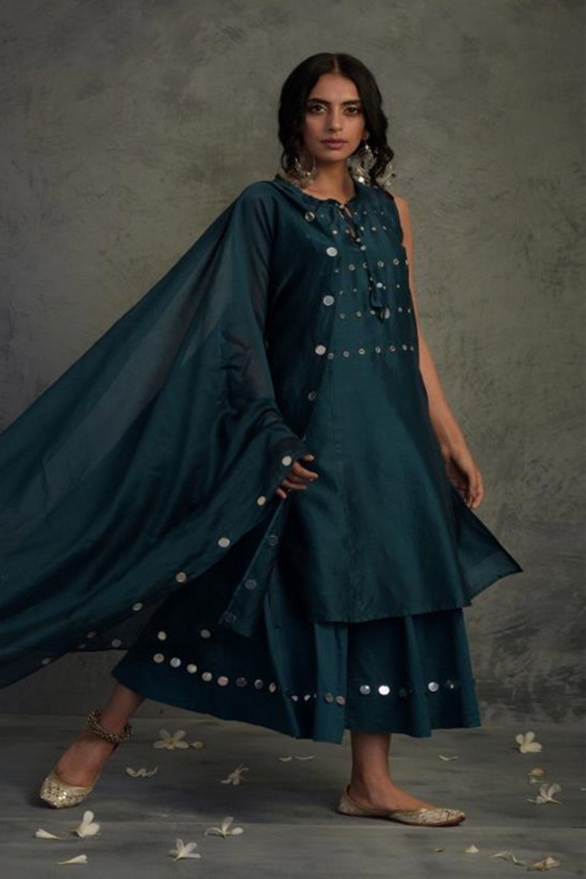 Buy Teal Blue Sleeveless Palazzo Set by Charkhee for women online at ScrollnShops