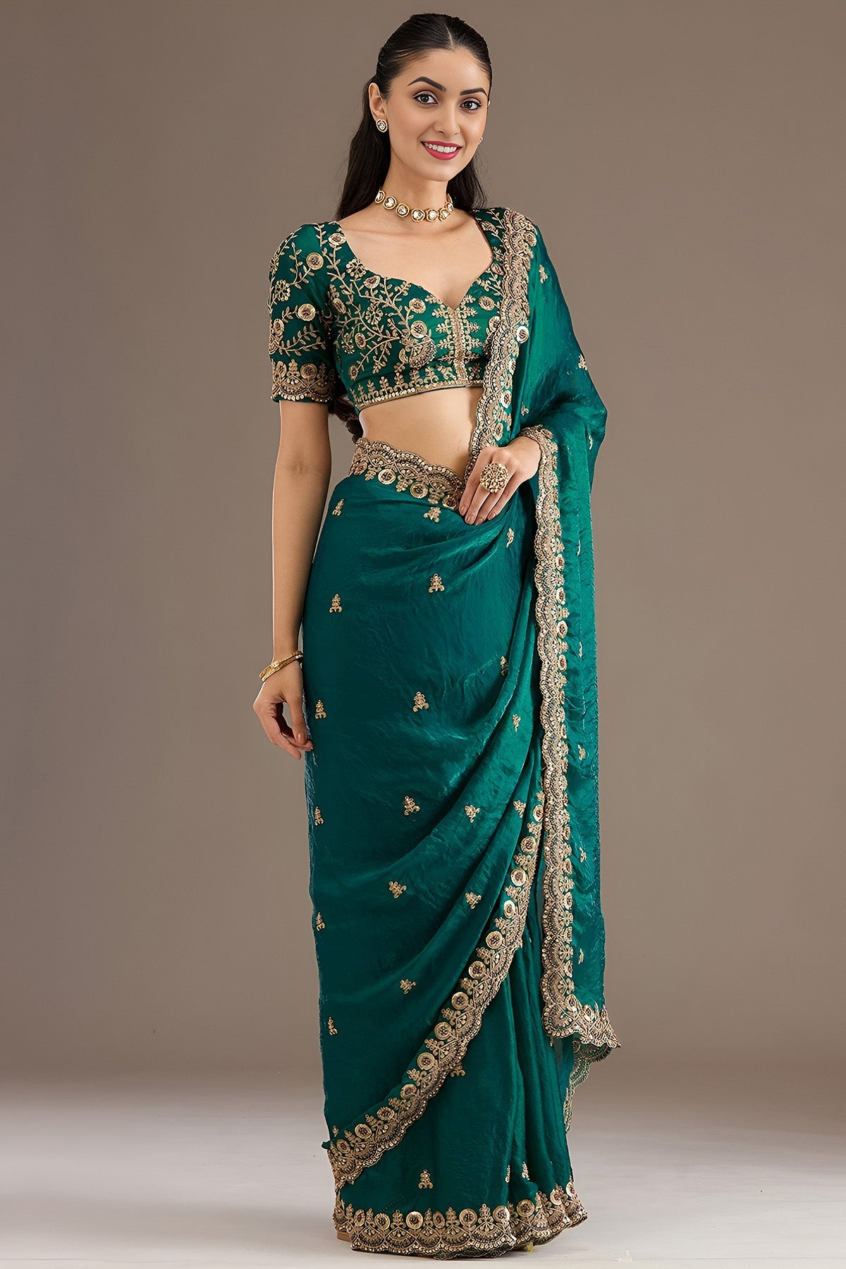 Buy Teal Blue Tissue Diamond Saree for women by Aastha Fashion online available at scrollnshops