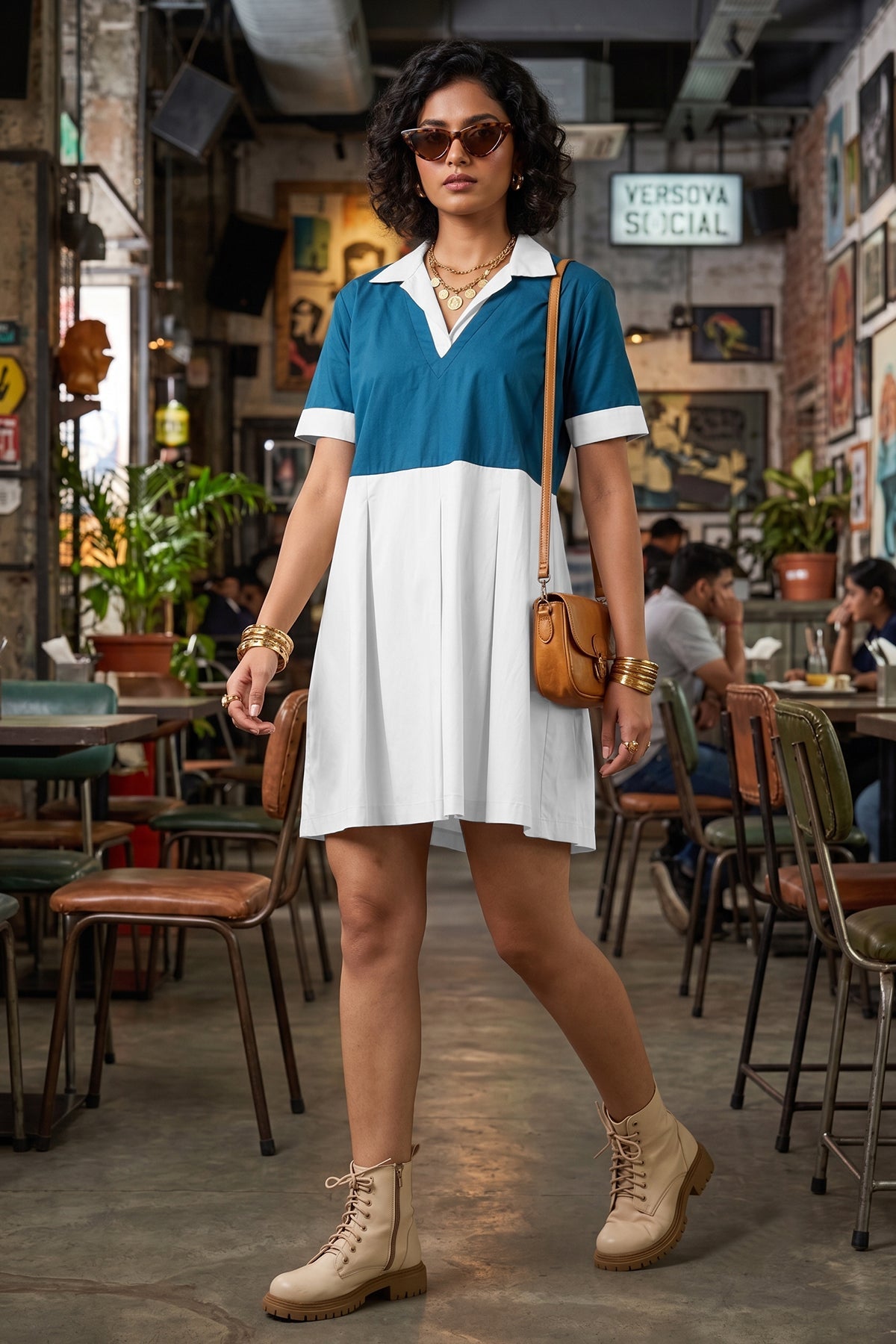 Buy Teal & Chalk Colourblock Dress for women by Sneha B online available at scrollnshops