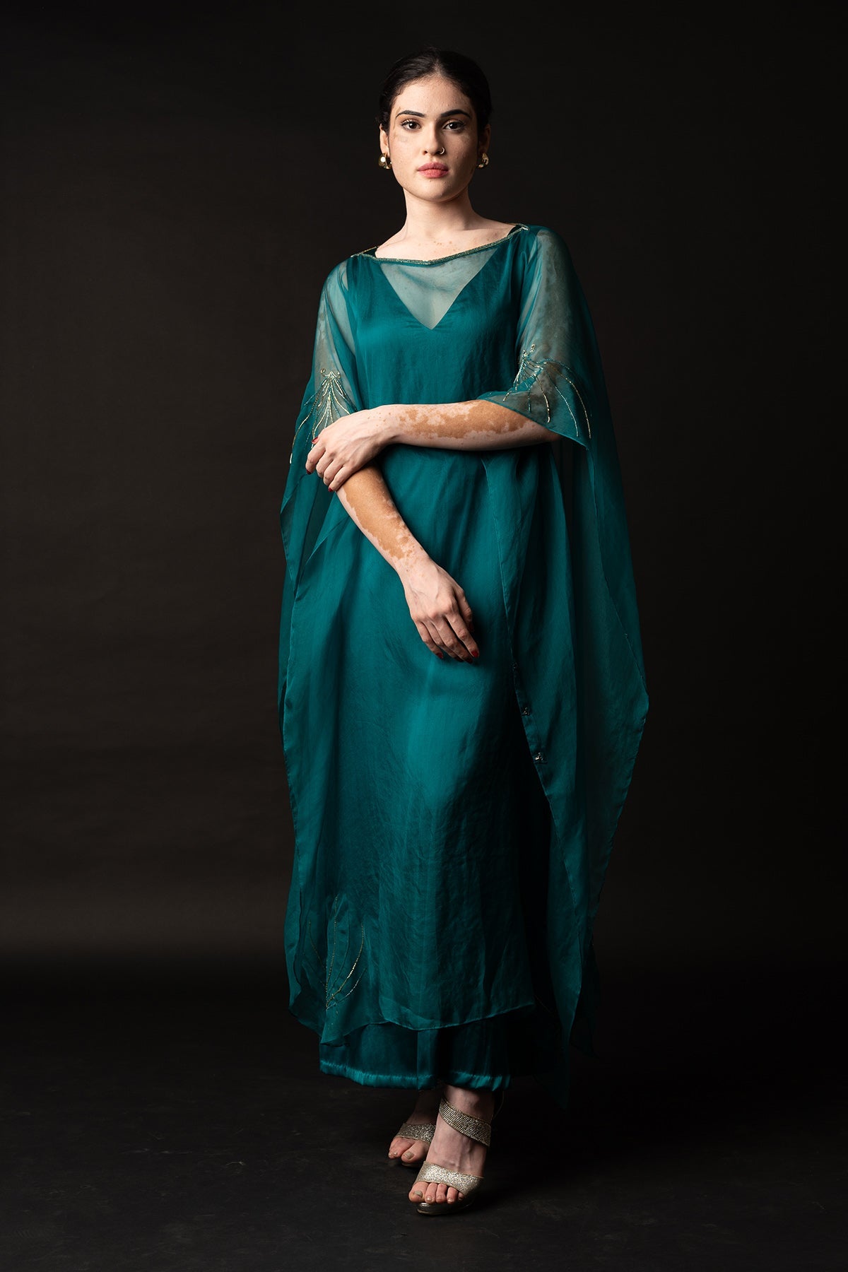 Buy Teal Embroidered Kaftan Set by Krishnamani for Women online at ScrollnShops