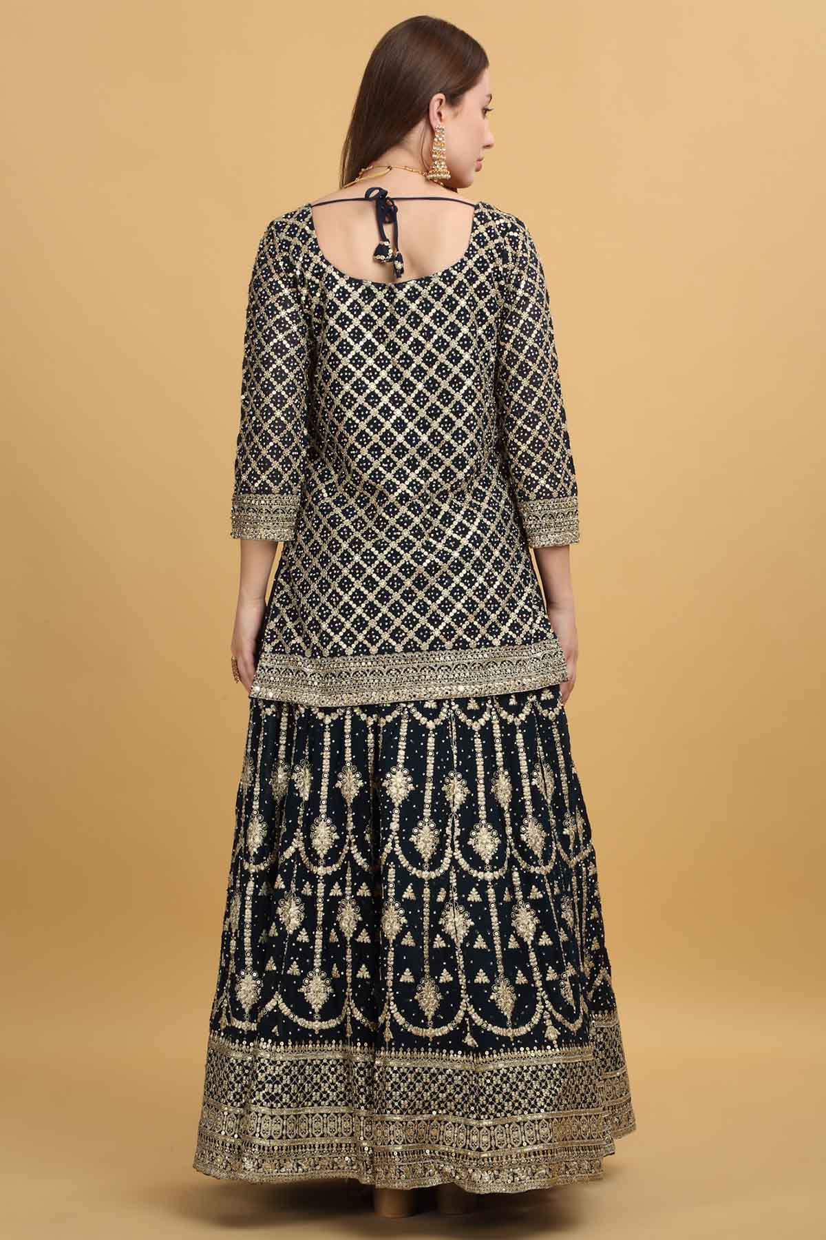 Teal Embroidered Lehenga Set