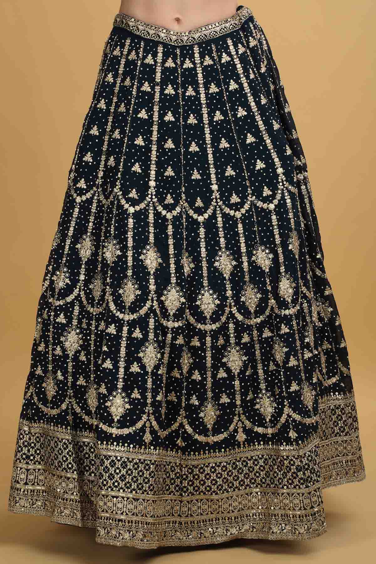 Teal Embroidered Lehenga Set