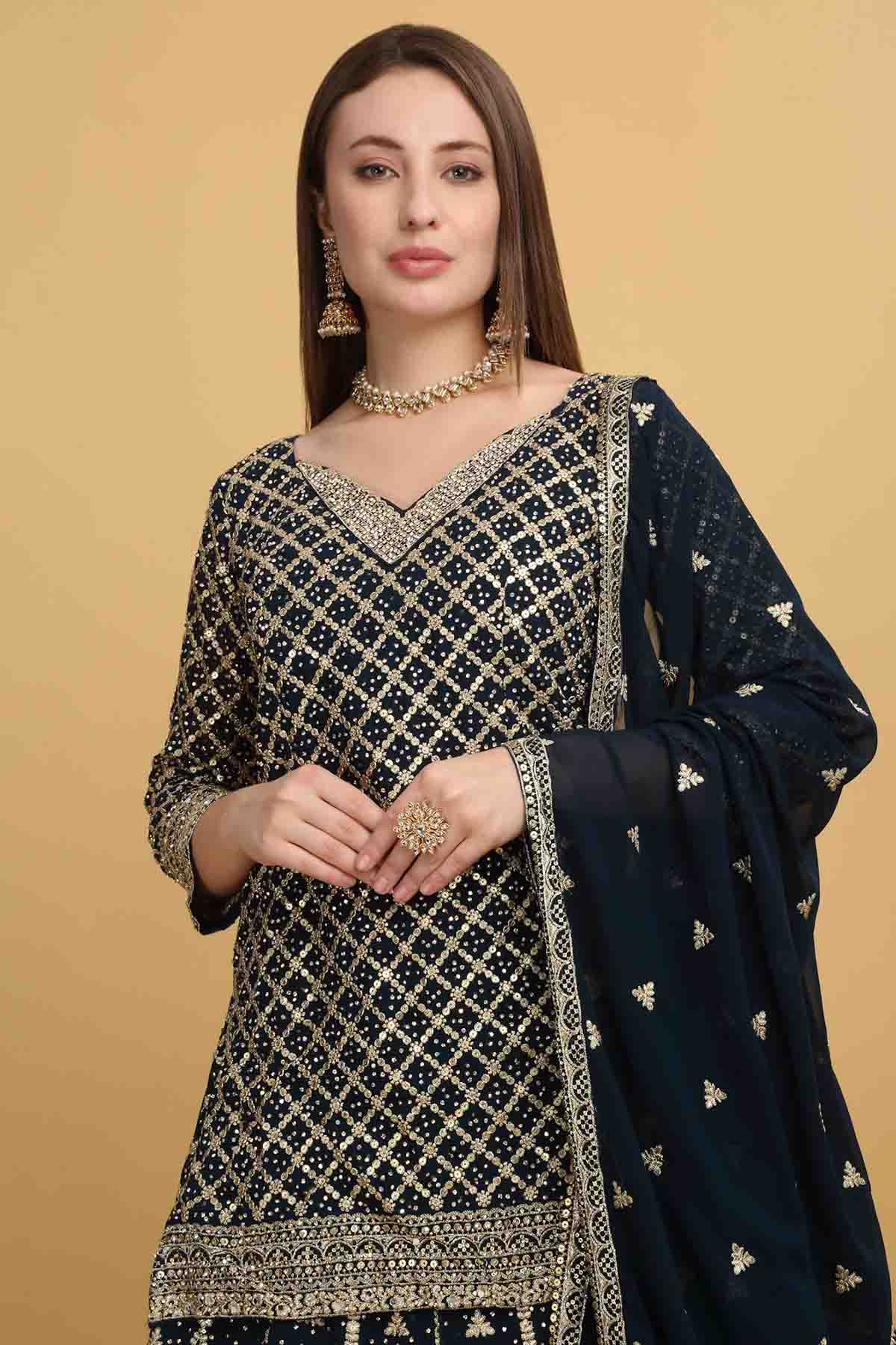 Teal Embroidered Lehenga Set