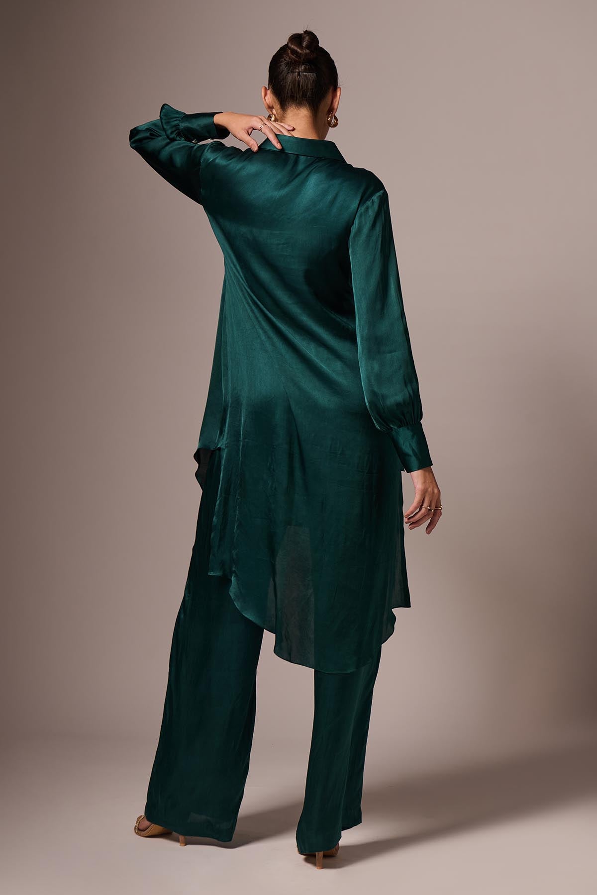 Teal Green Collar Kurta & Pants