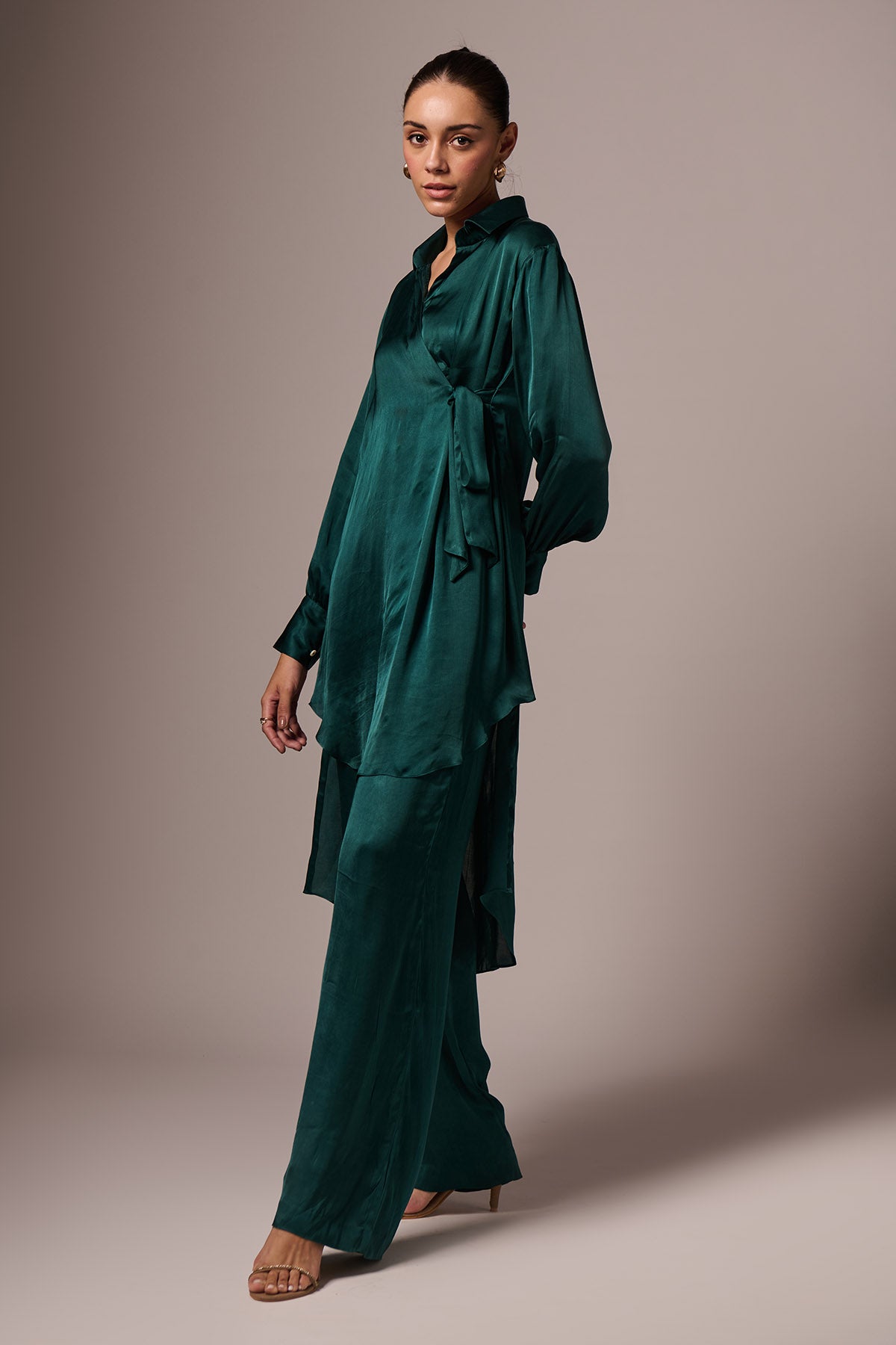 Teal Green Collar Kurta & Pants