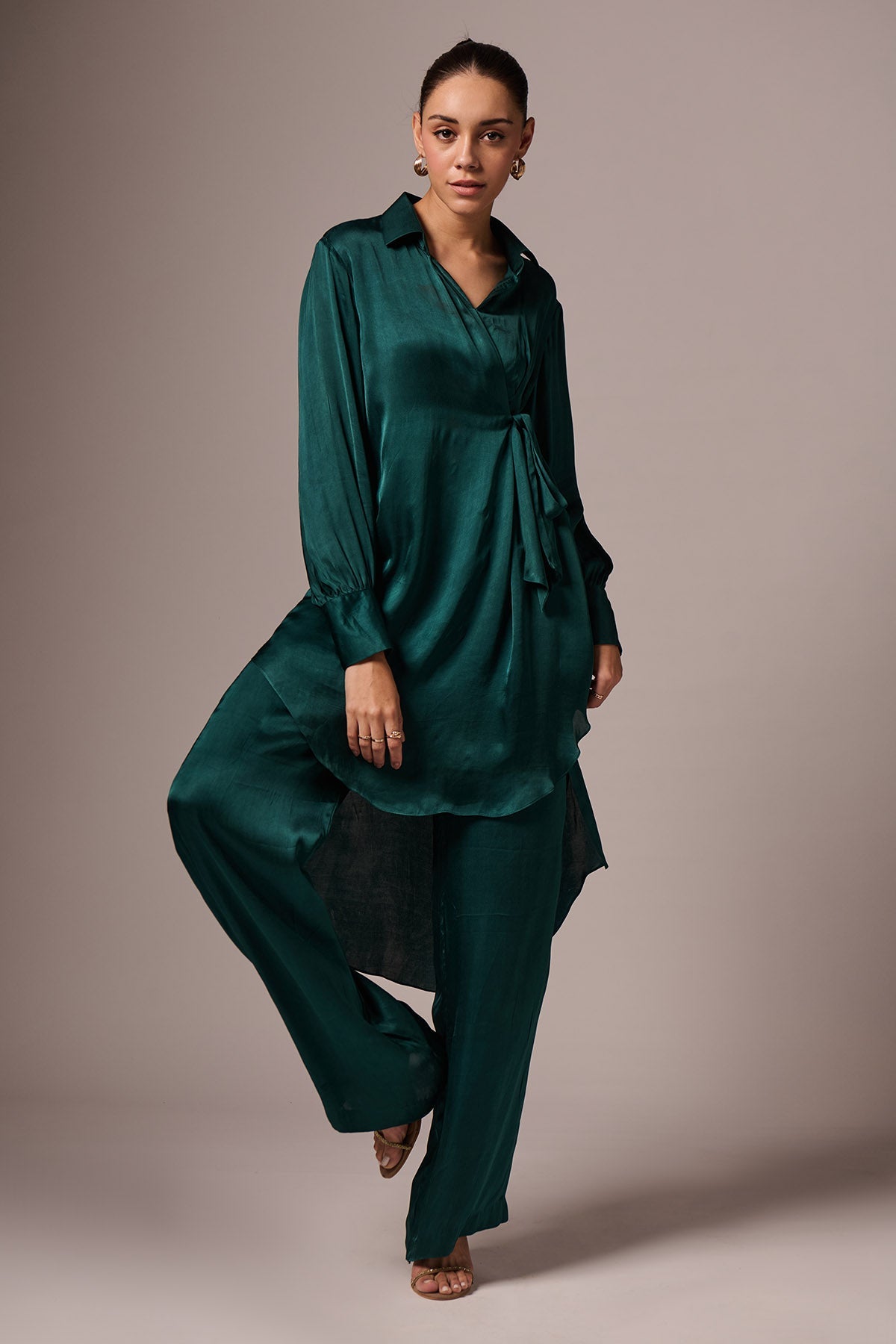 Buy Teal Green Collar Kurta & Pants by Emblaze for women online at ScrollnShops