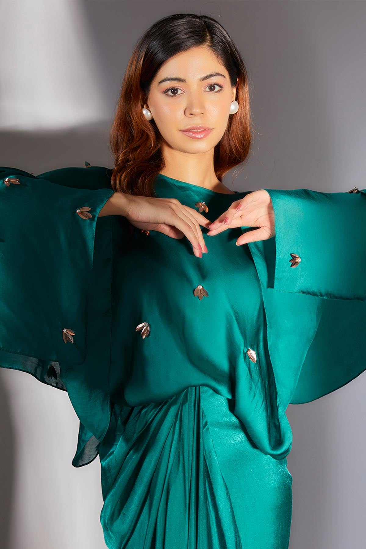 Teal Green Embroidered Dress