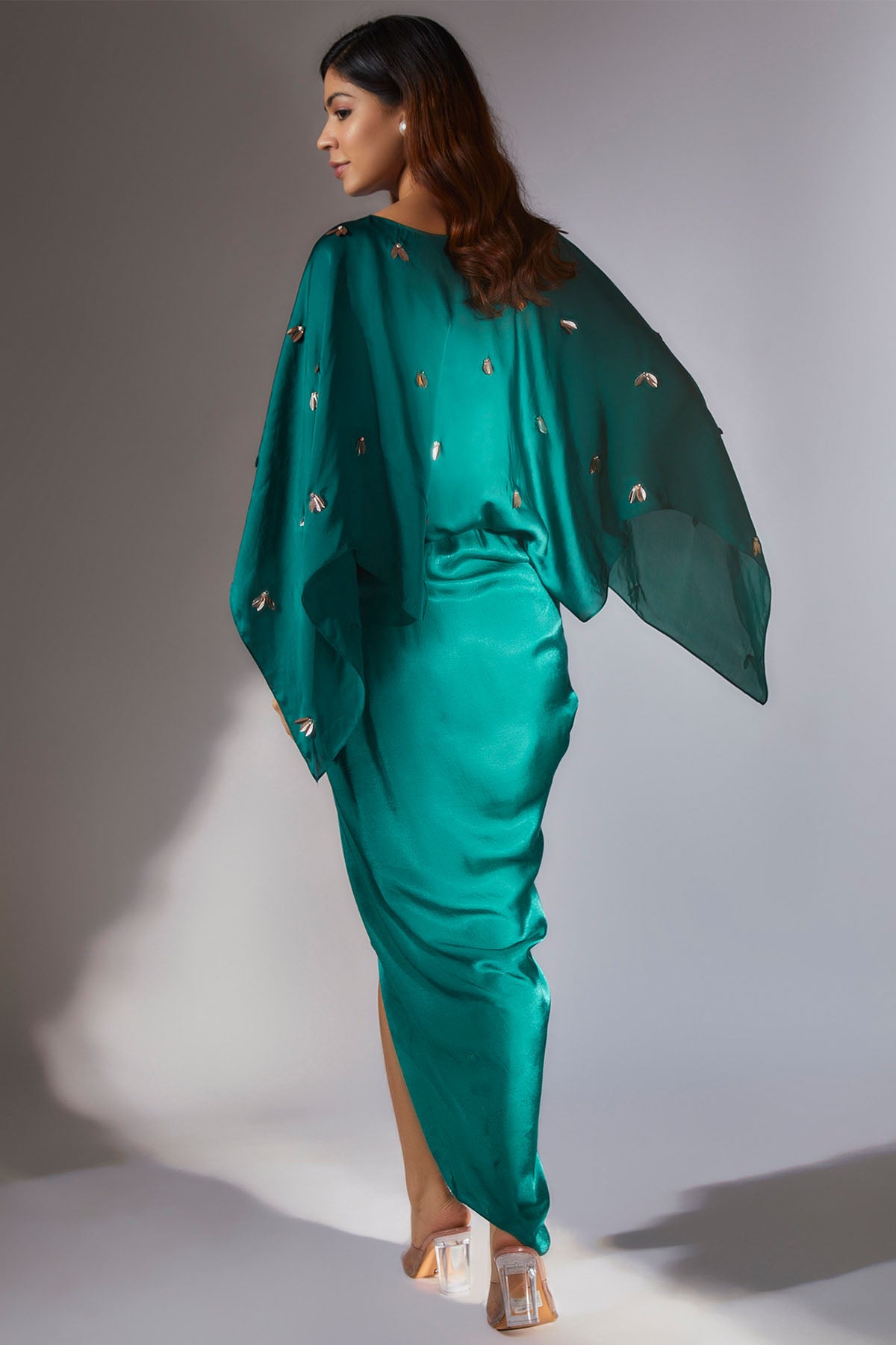 Teal Green Embroidered Dress