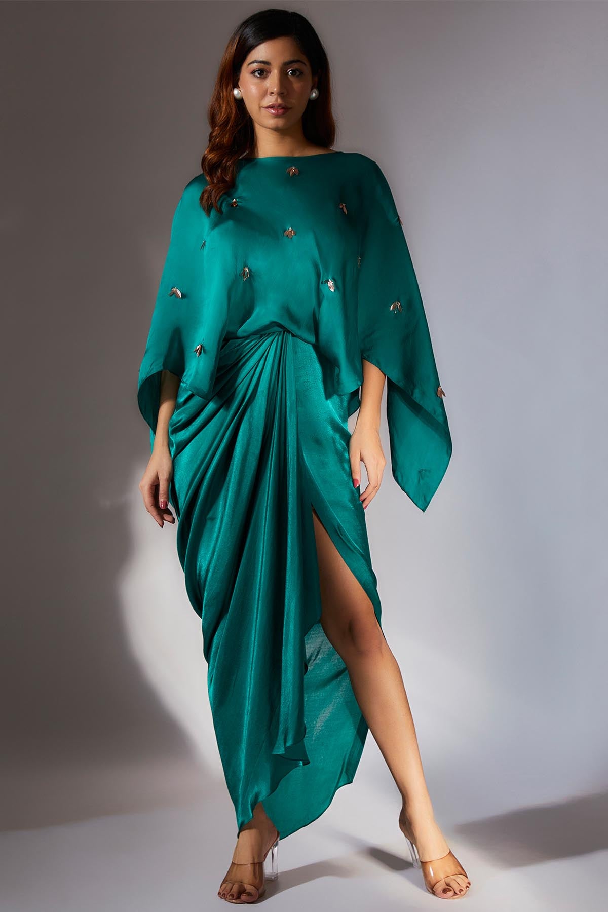 Teal Green Embroidered Dress