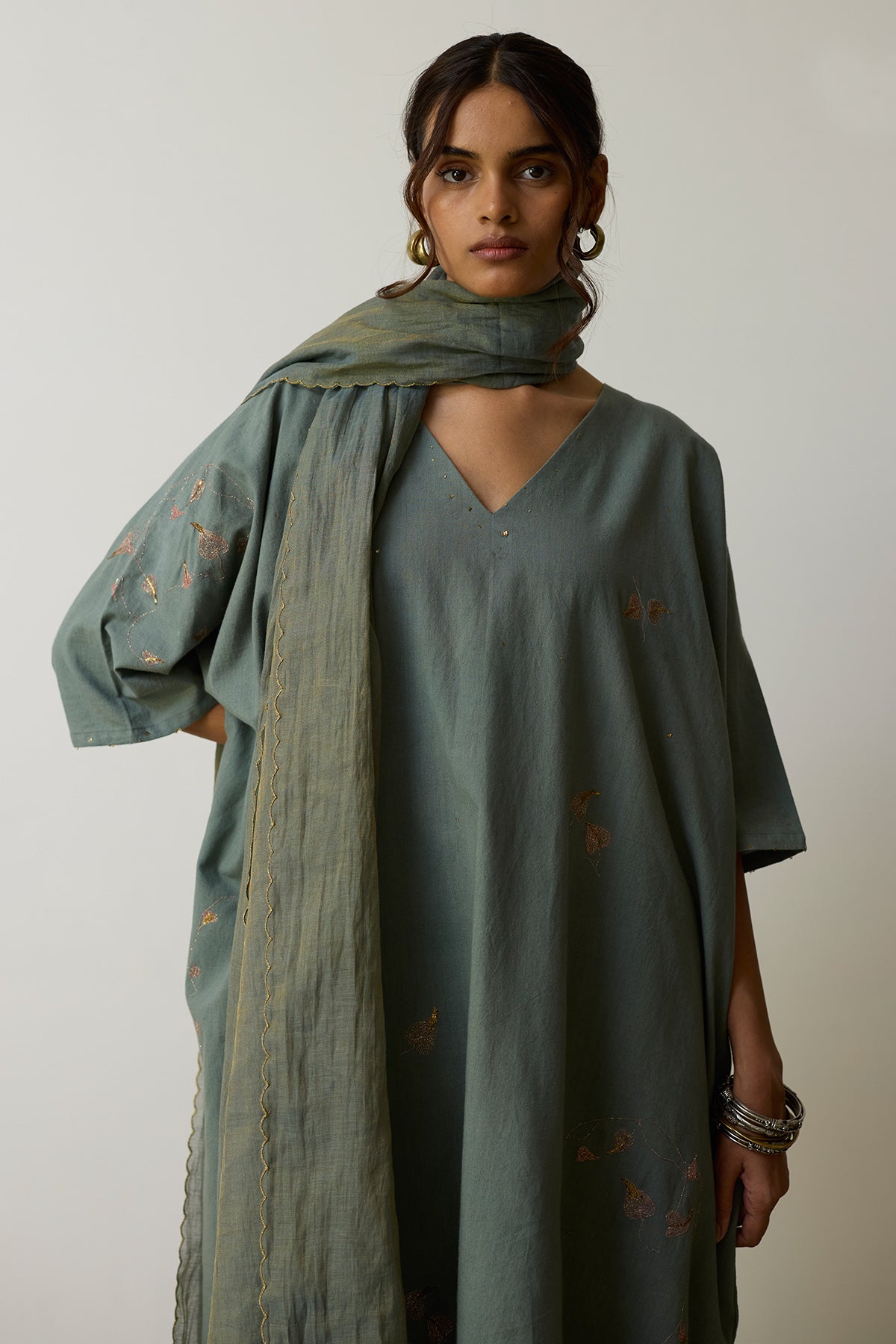 Teal Green Embroidery Kurta Set