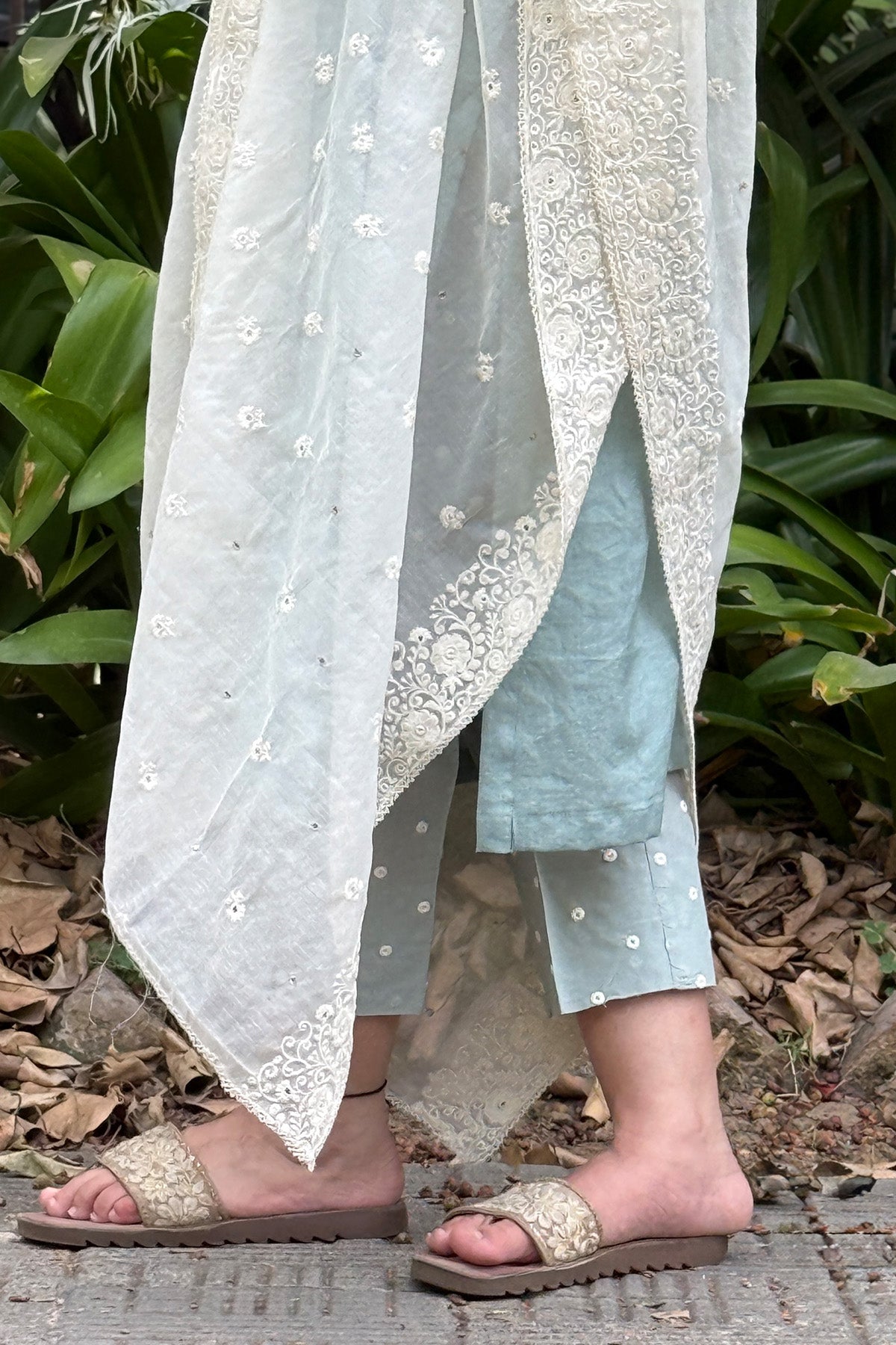 Teal Green Mirror Work Kurta Set