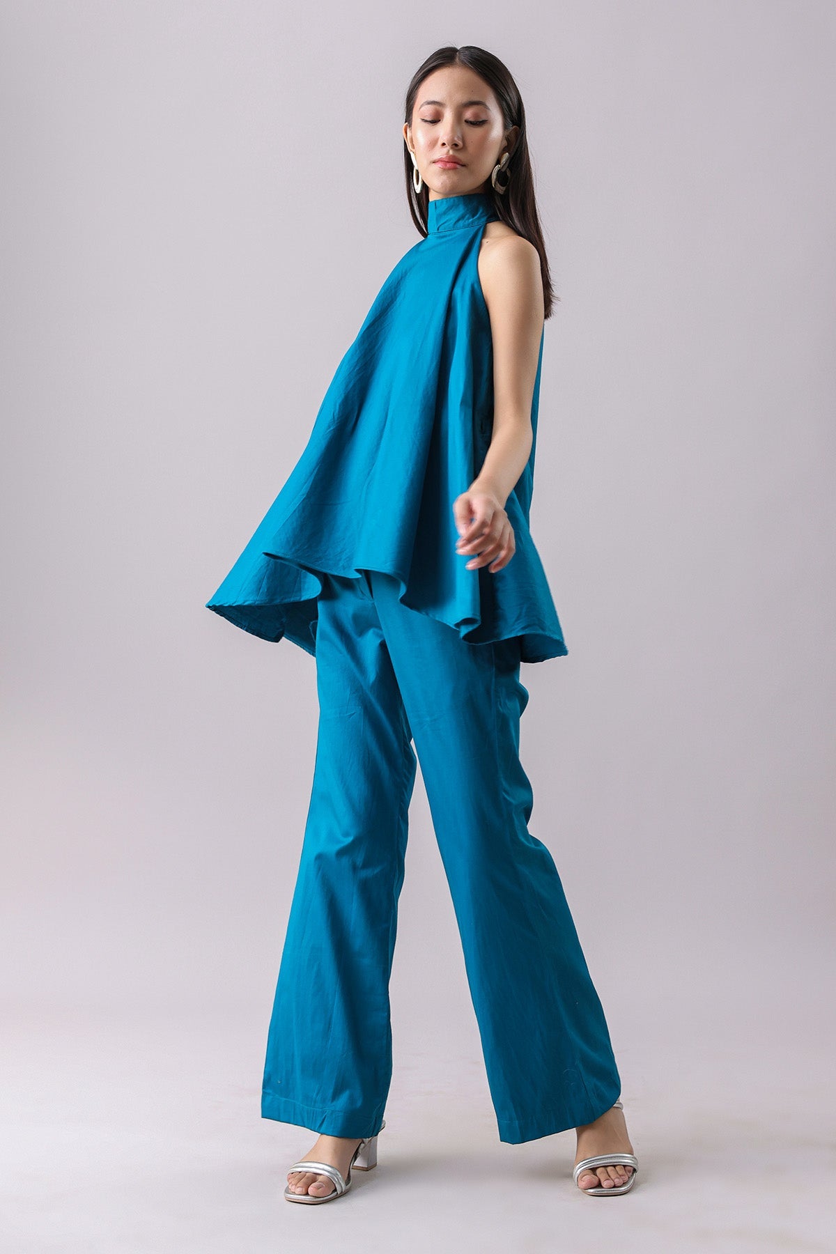 Buy Teal Halter Neck Top & Pants by Why Look West for women online at ScrollnShops