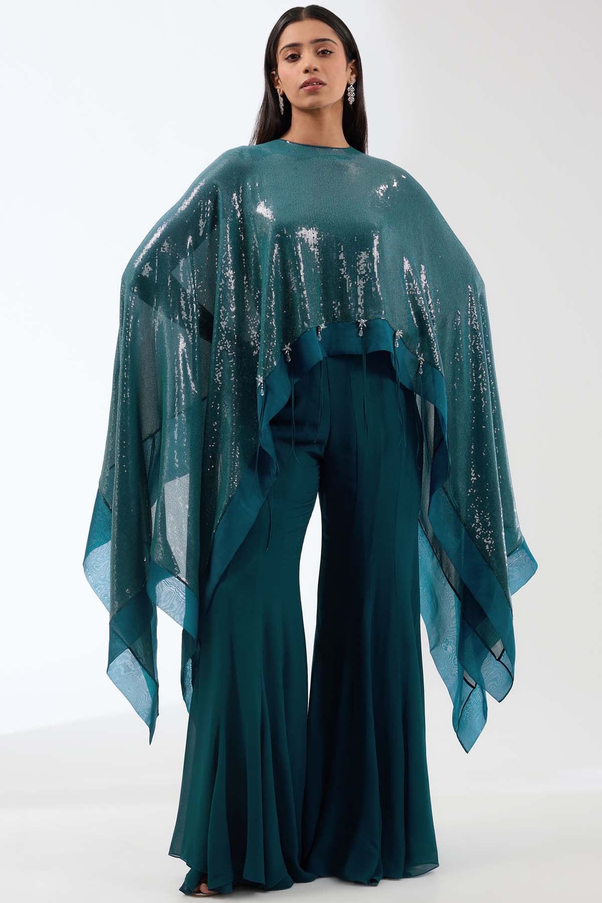 Anjali Kanwar Teal Sequins Indo-Western Set for women online at ScrollnShops