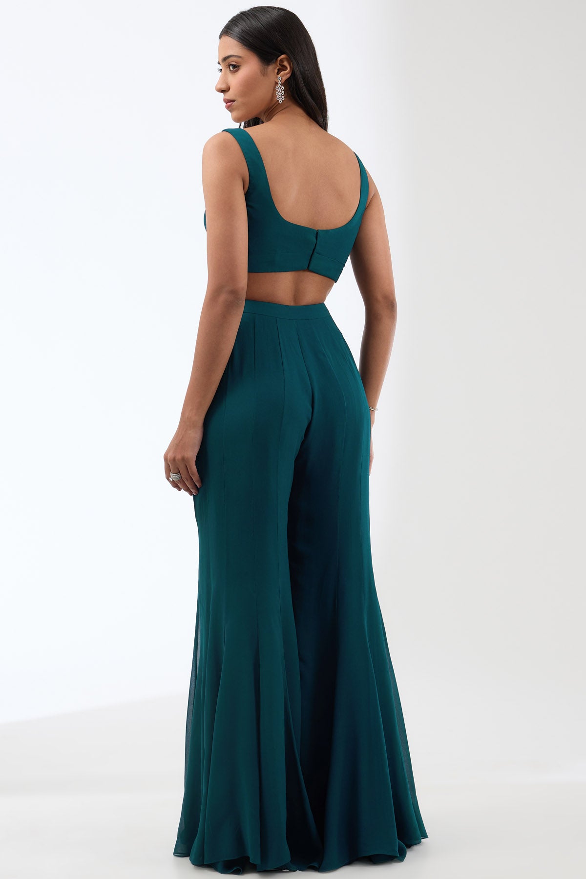 Teal Sequins Indo-Western Set