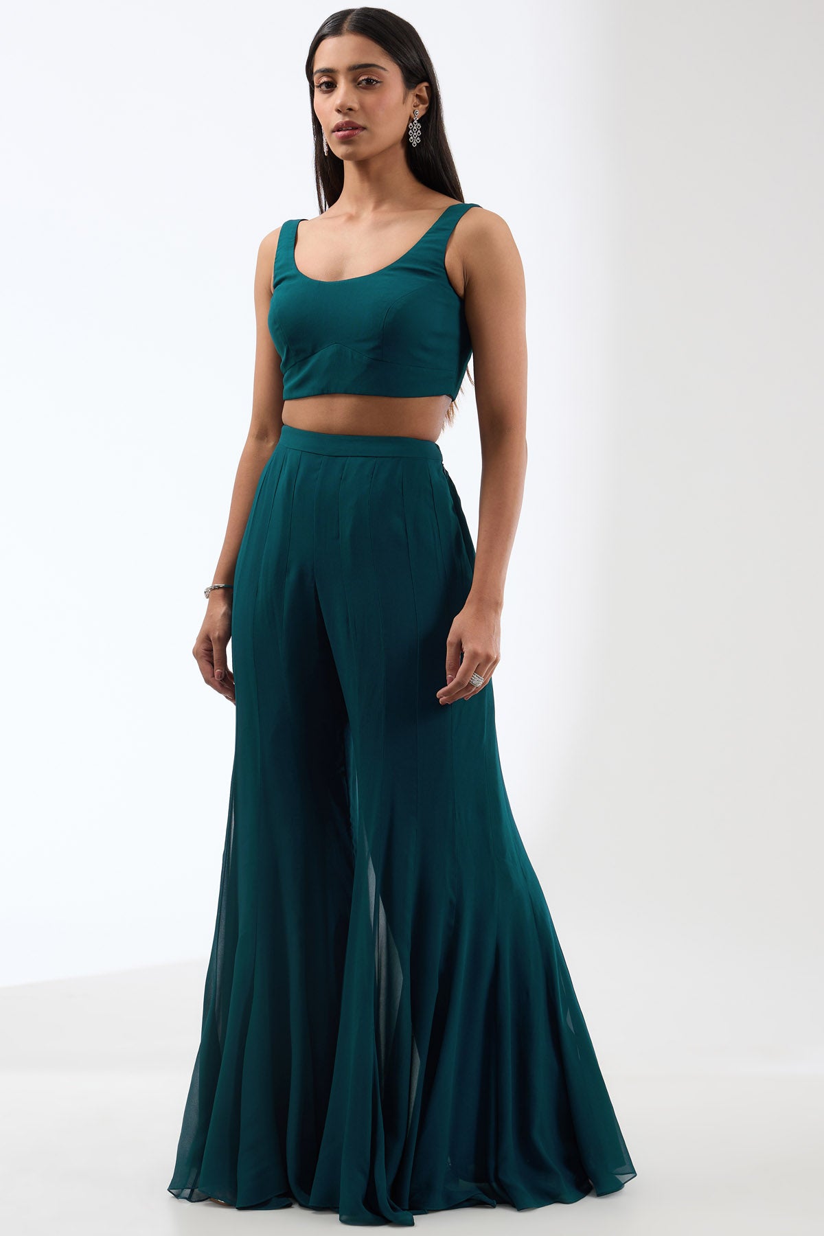 Teal Sequins Indo-Western Set