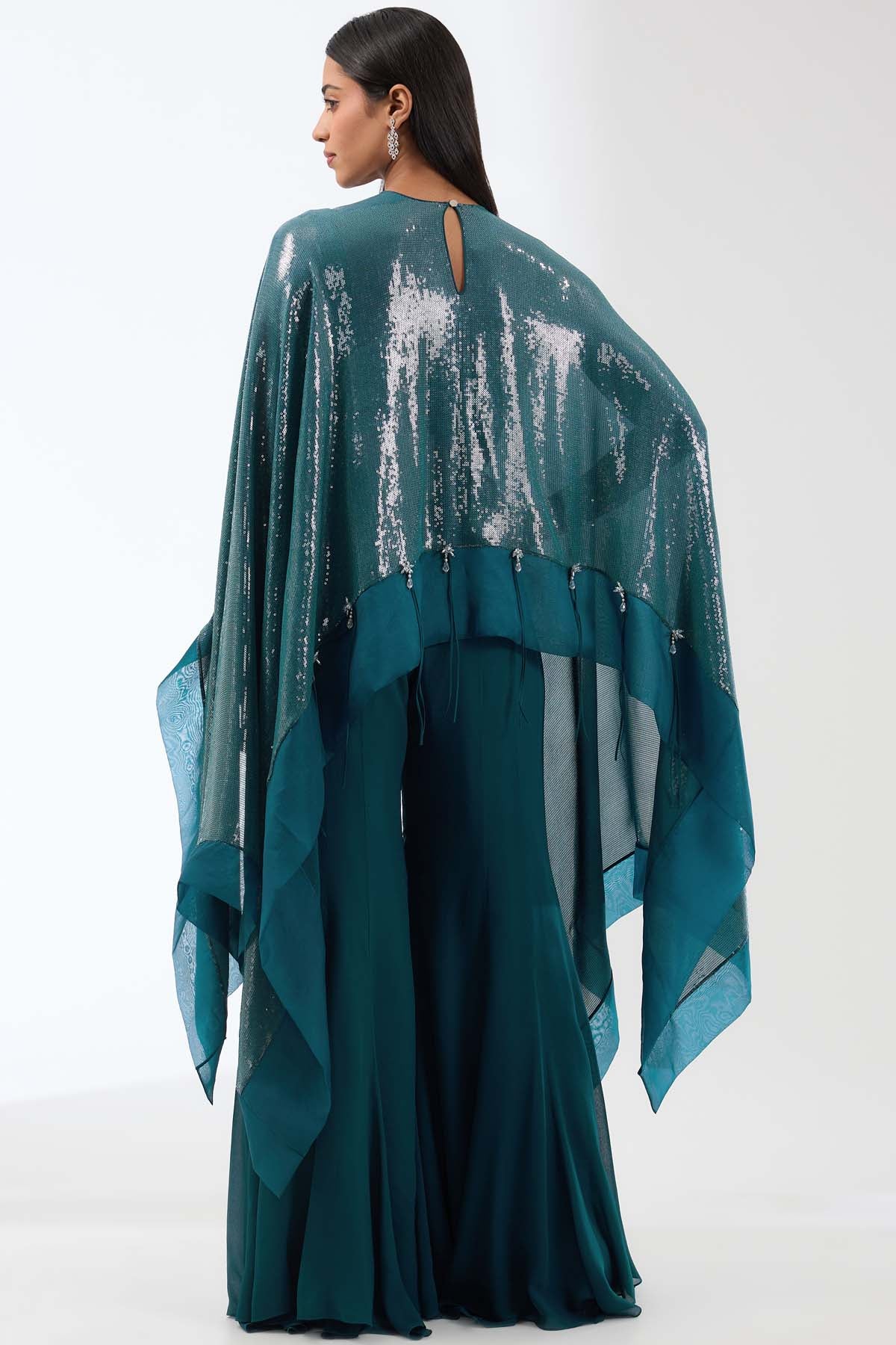 Teal Sequins Indo-Western Set