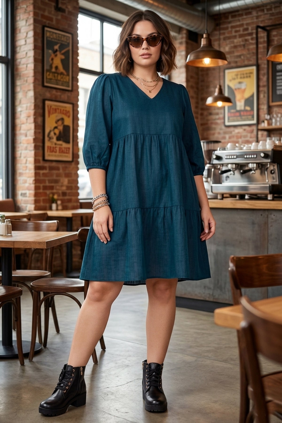 Buy Teal Tier Weave Texture Dress for women by Sneha B online available at scrollnshops
