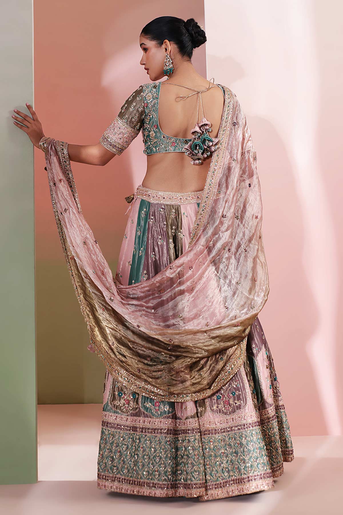 Teal Zardozi & Bead Lehenga Set