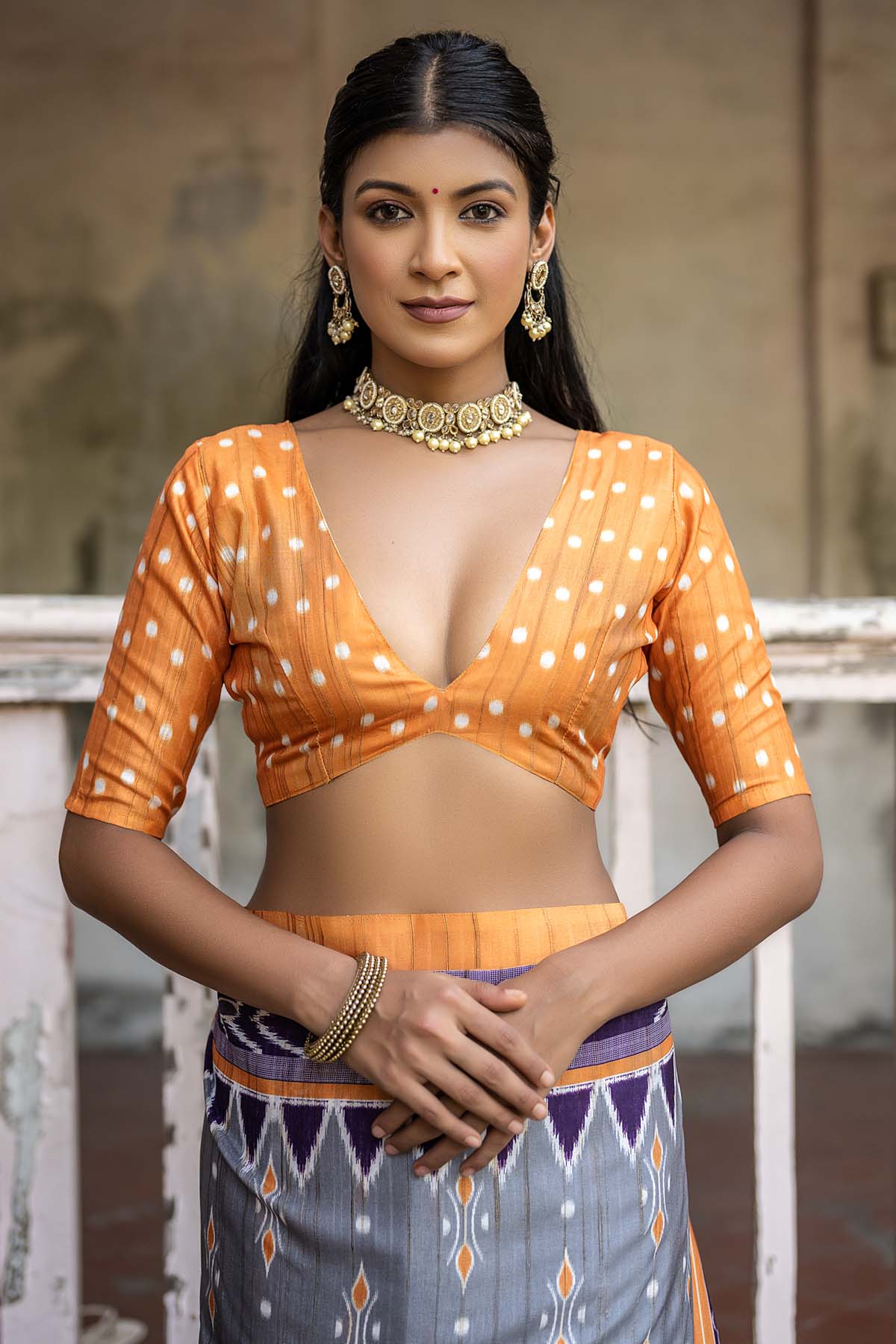 Temple Border Grey Saree