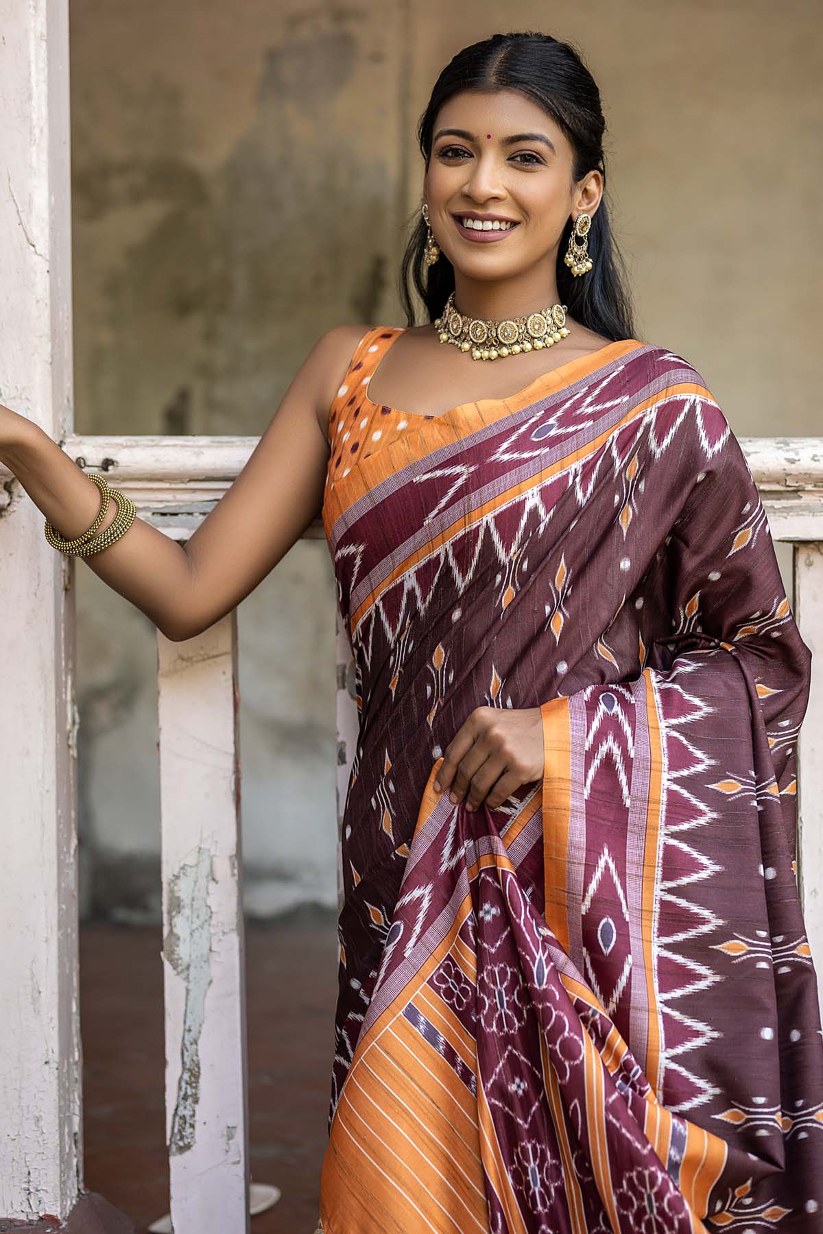 Temple Border Print Saree