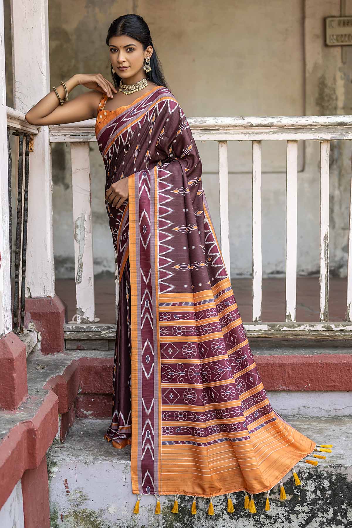 Temple Border Print Saree