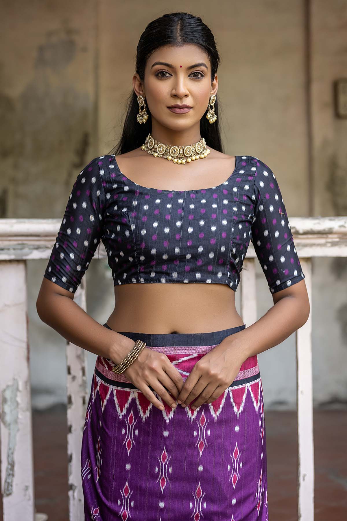 Temple Border Wine Saree