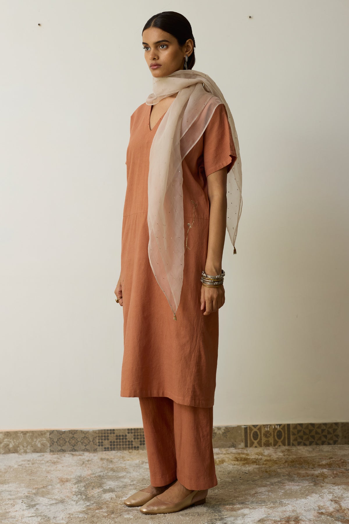 Terracotta Embroidery Kurta Set