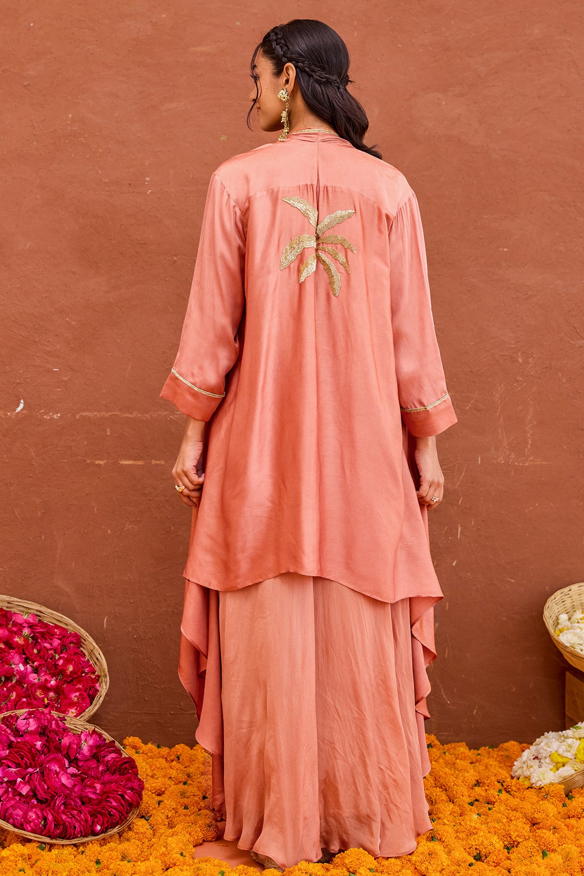 Terracotta Satin Indo-Western