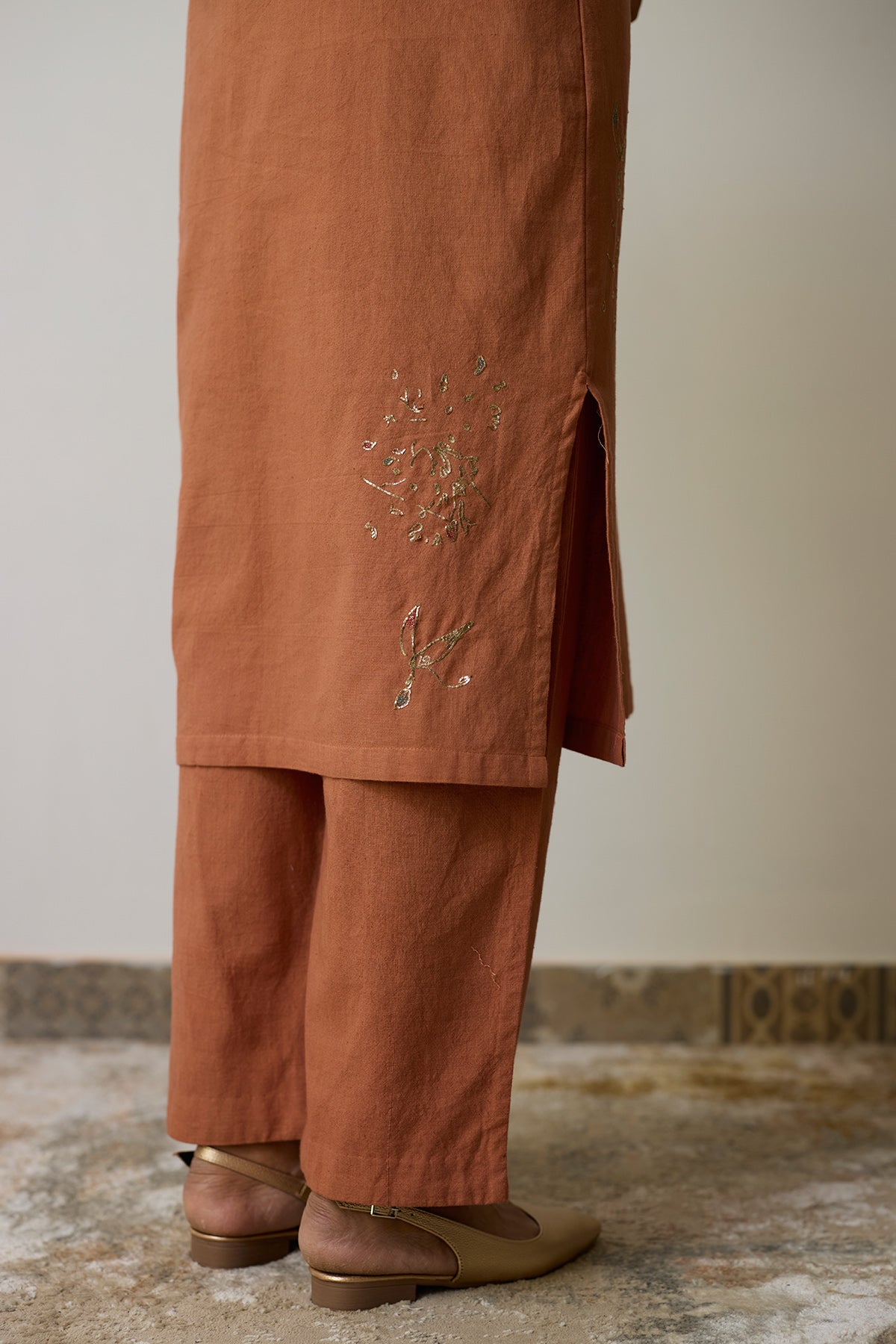 Terracotta Thread Kurta & Pants