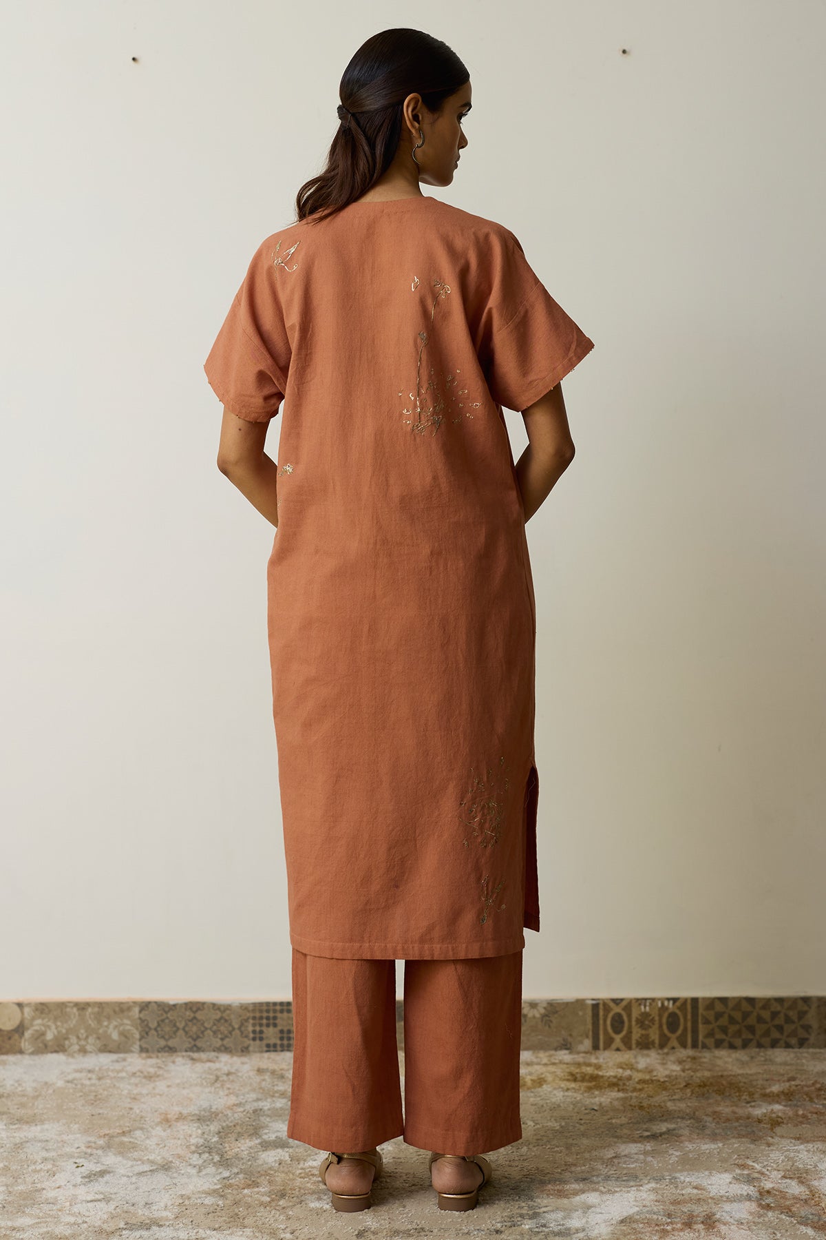 Terracotta Thread Kurta & Pants