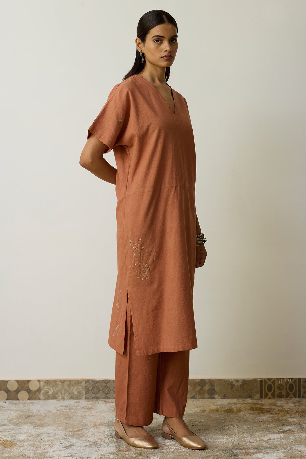 Buy Terracotta Thread Kurta & Pants for women by Rhua India online available at scrollnshops