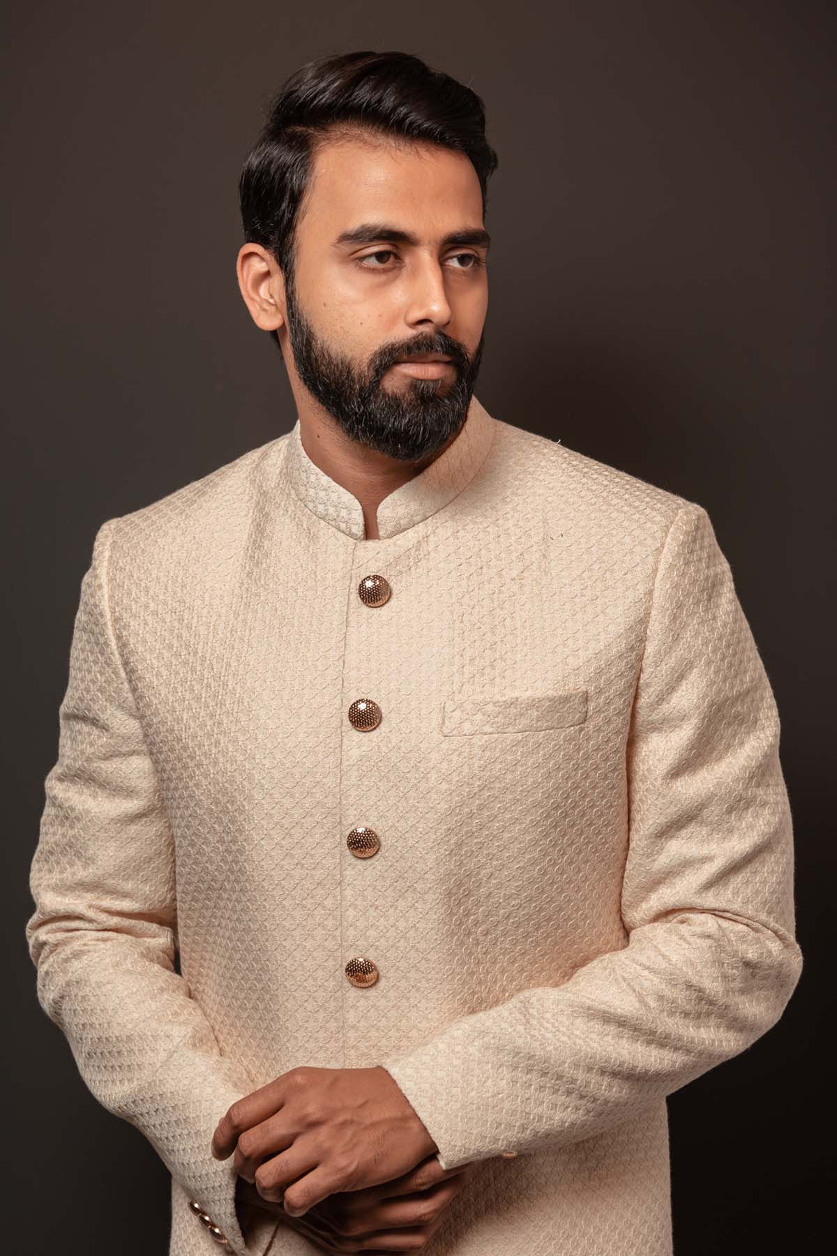 Silk Textured Sherwani Set