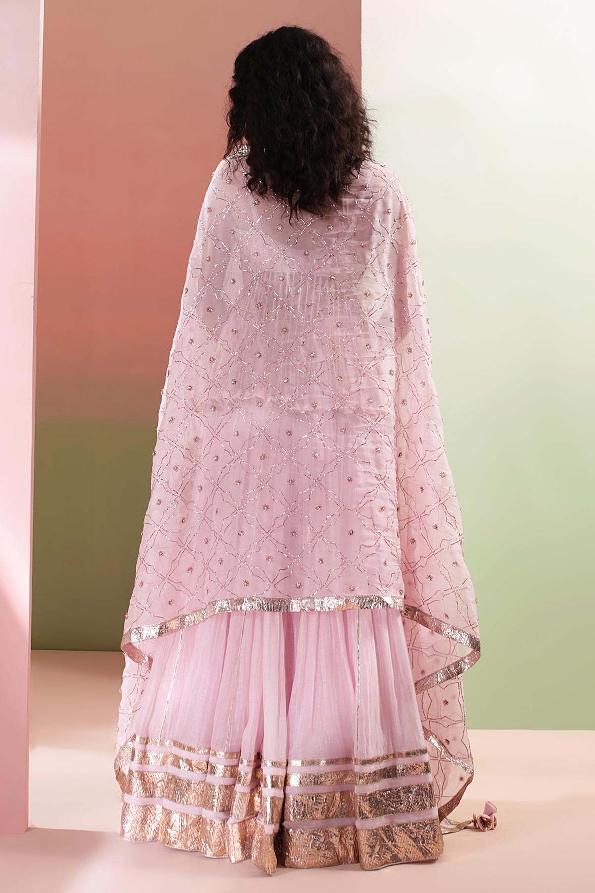 Thread Baby Pink Lehenga Set