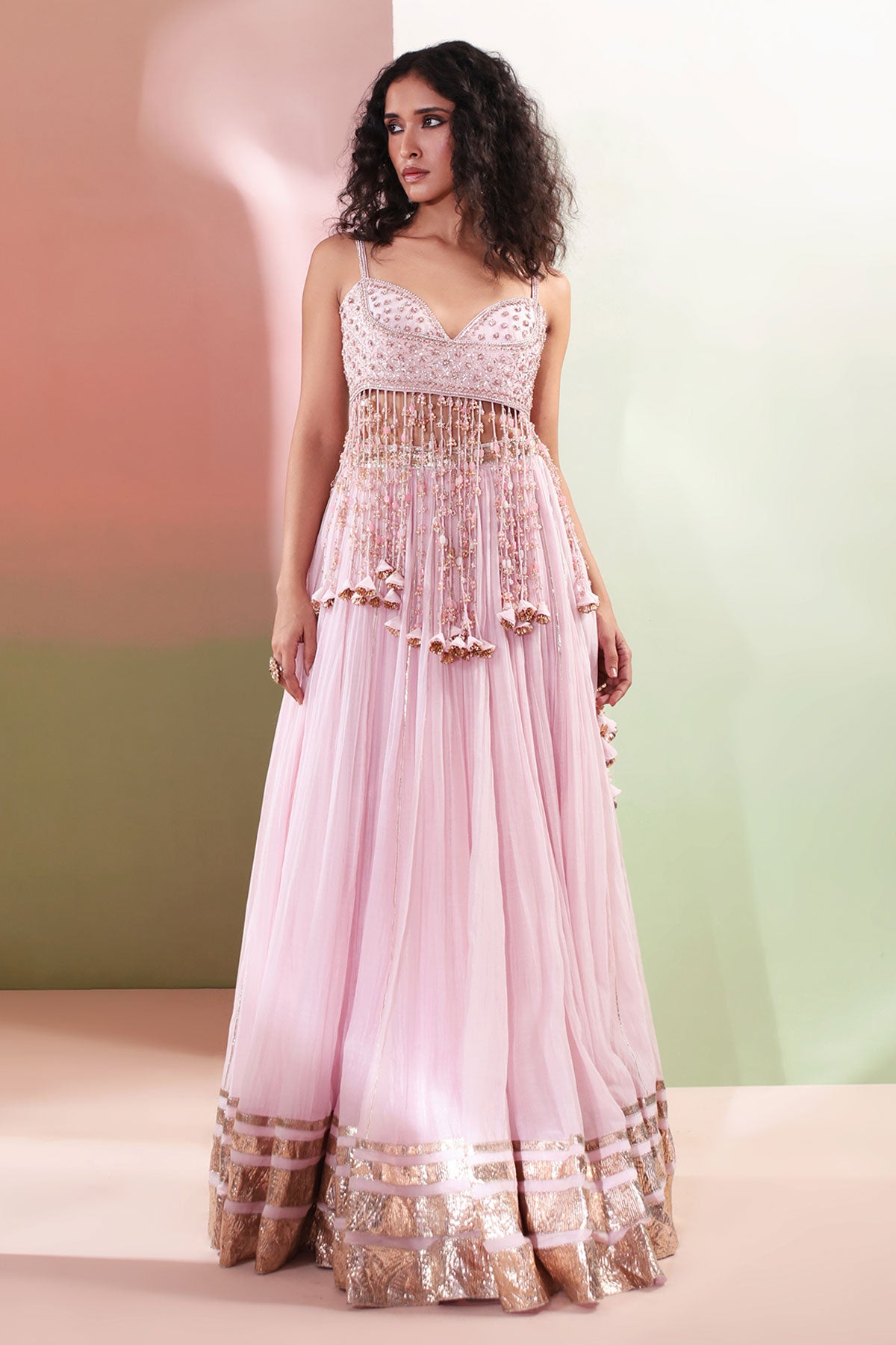 Thread Baby Pink Lehenga Set
