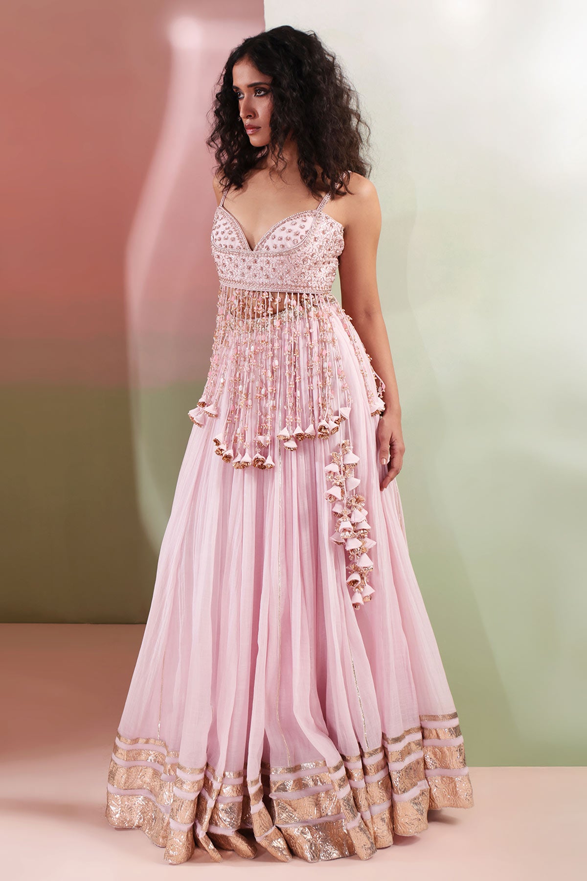 Thread Baby Pink Lehenga Set