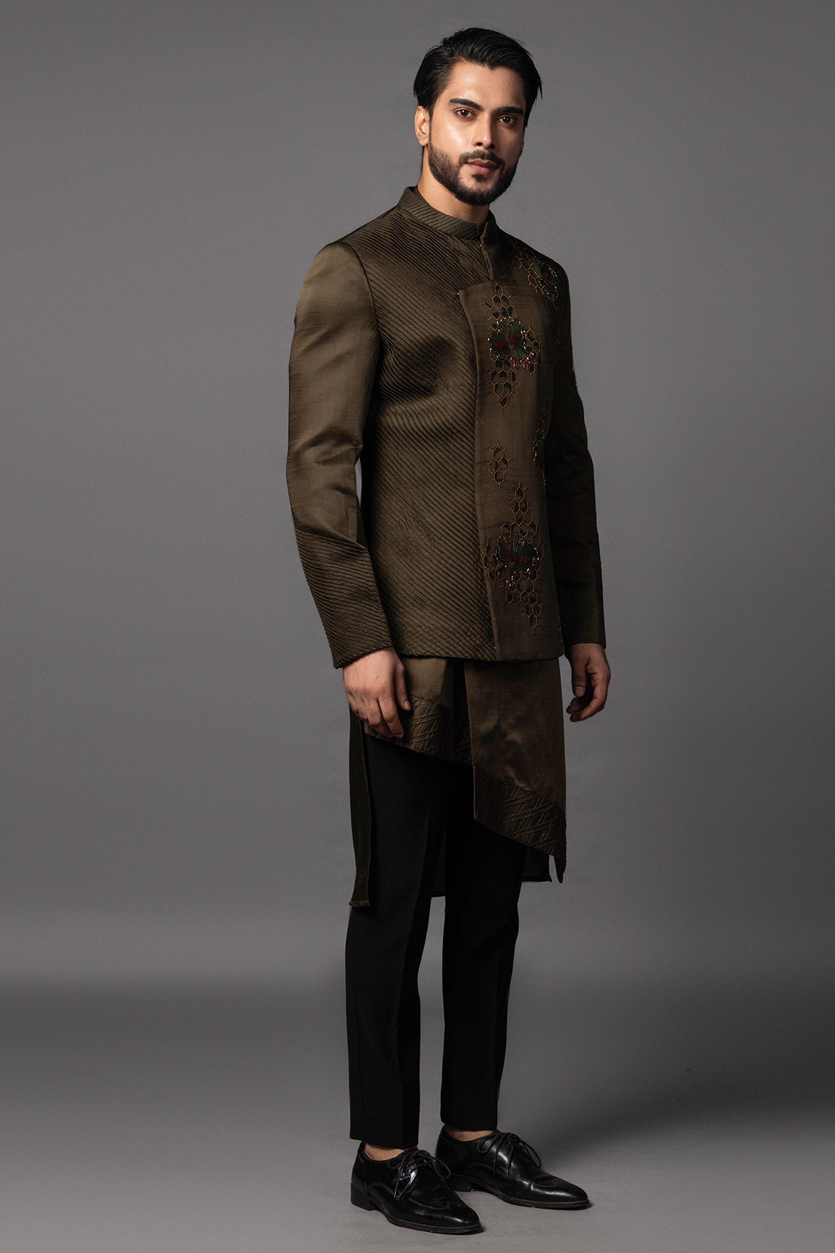 Thread Olive Green Kurta Set