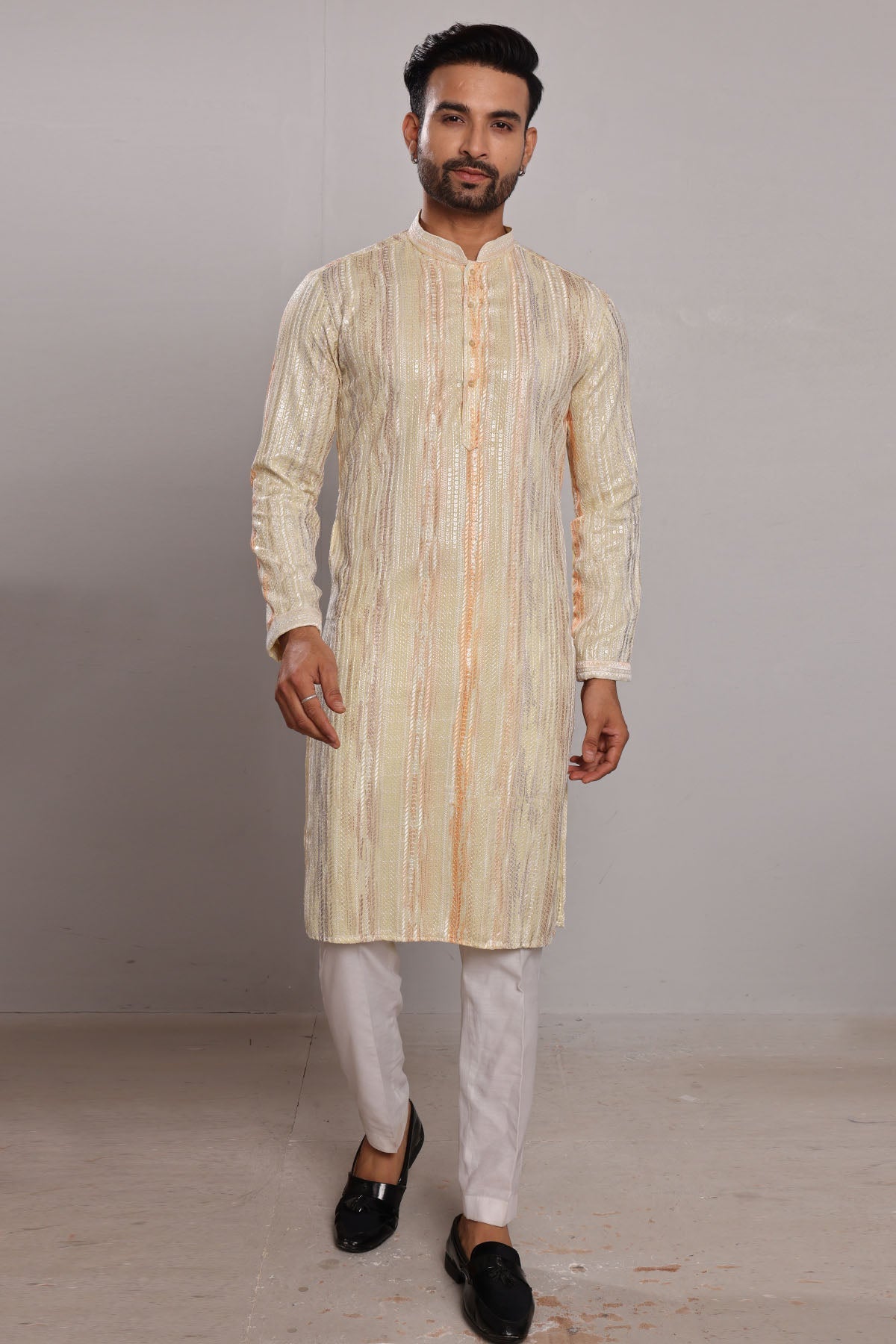 Buy Thread Work Silk Blend Kurta by SNEHA B for men online at ScrollnShops