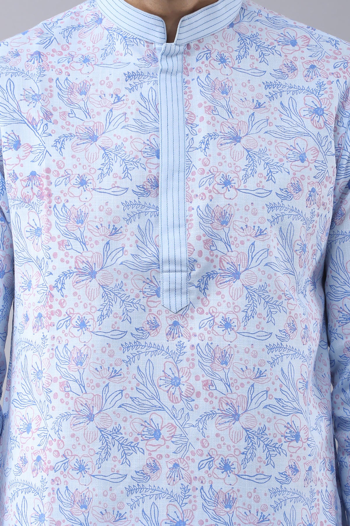 Thread Work Sky Blue Kurta Set