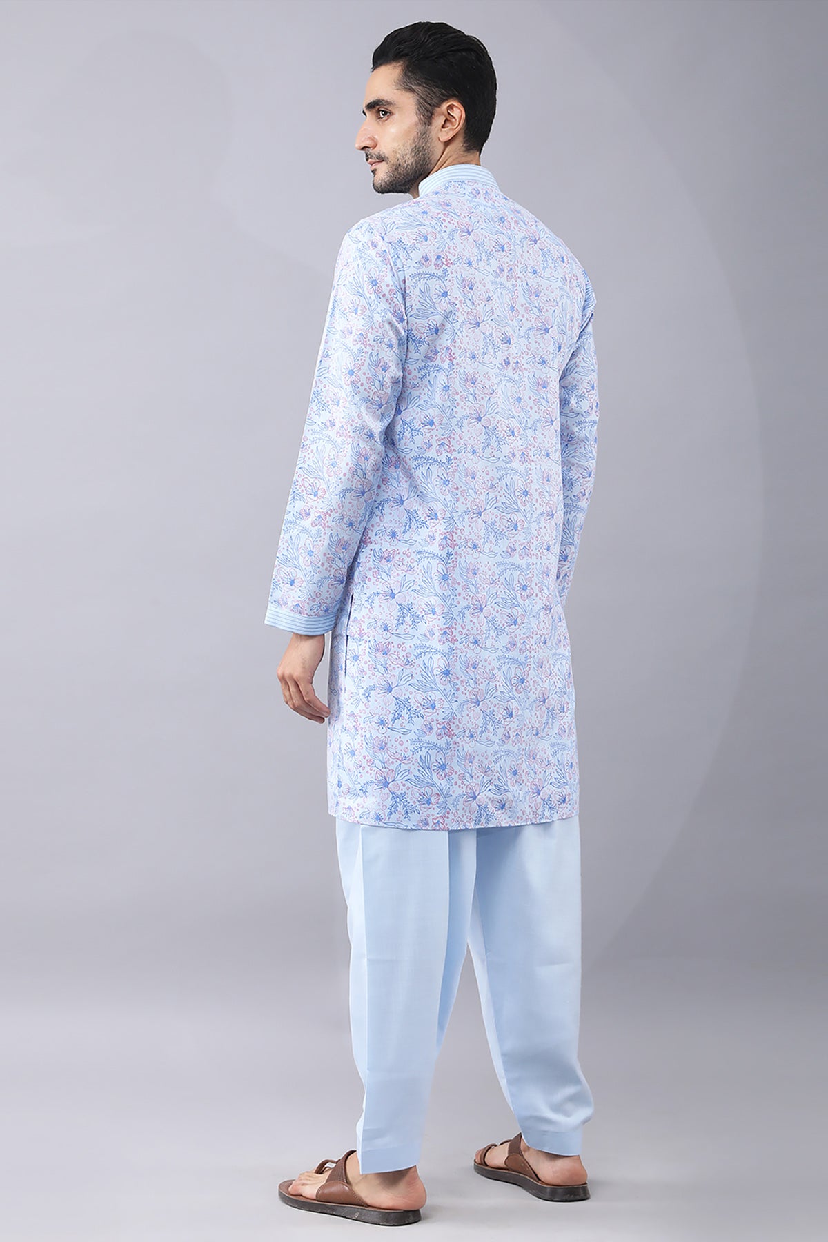 Thread Work Sky Blue Kurta Set