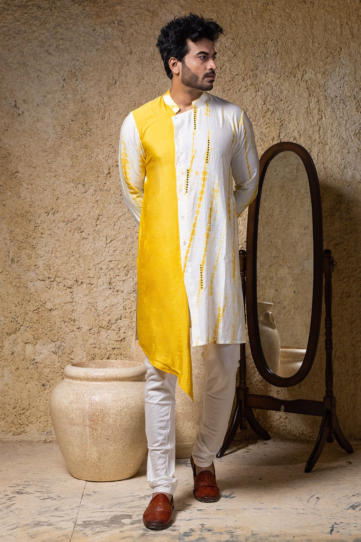 Tie-Dye Mirror Work Kurta Set