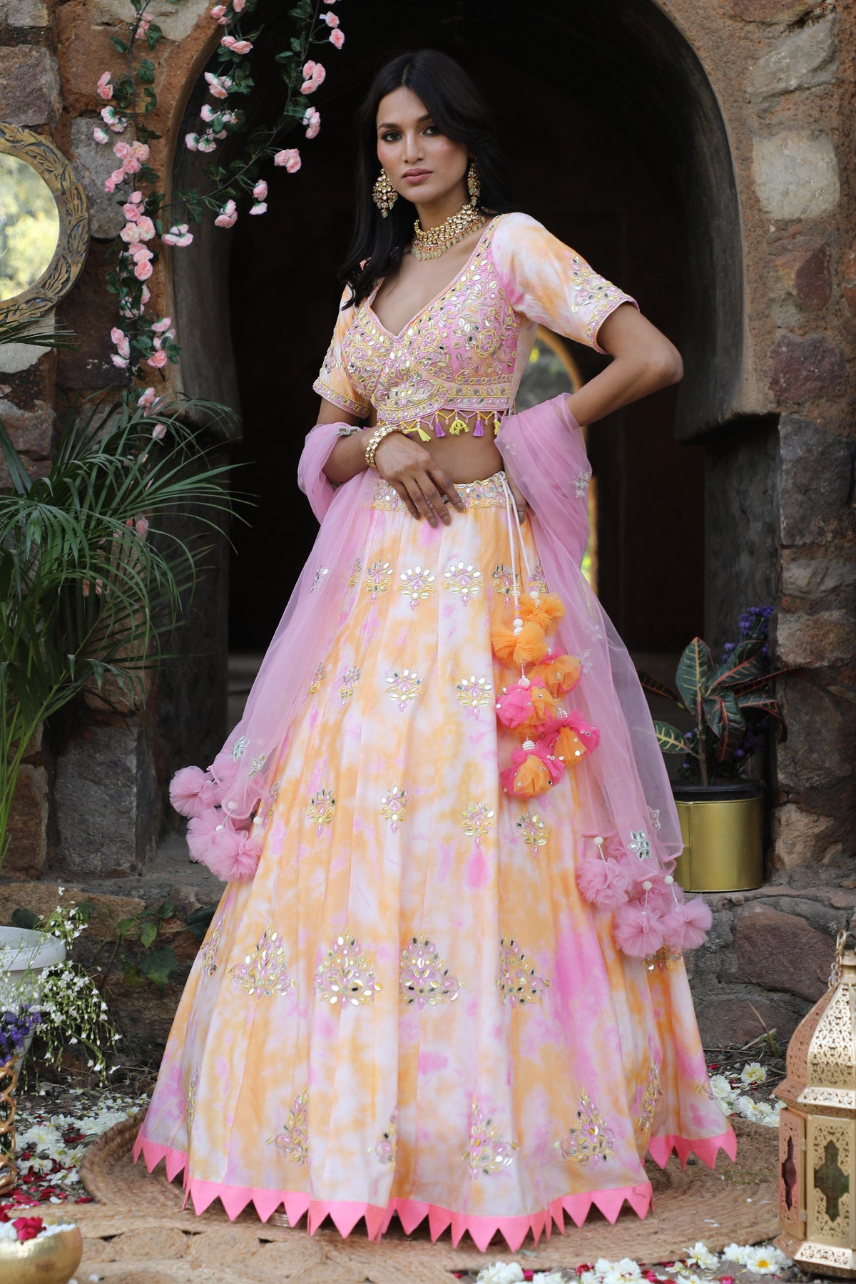 Tie-Dye Multicolor Lehenga Set