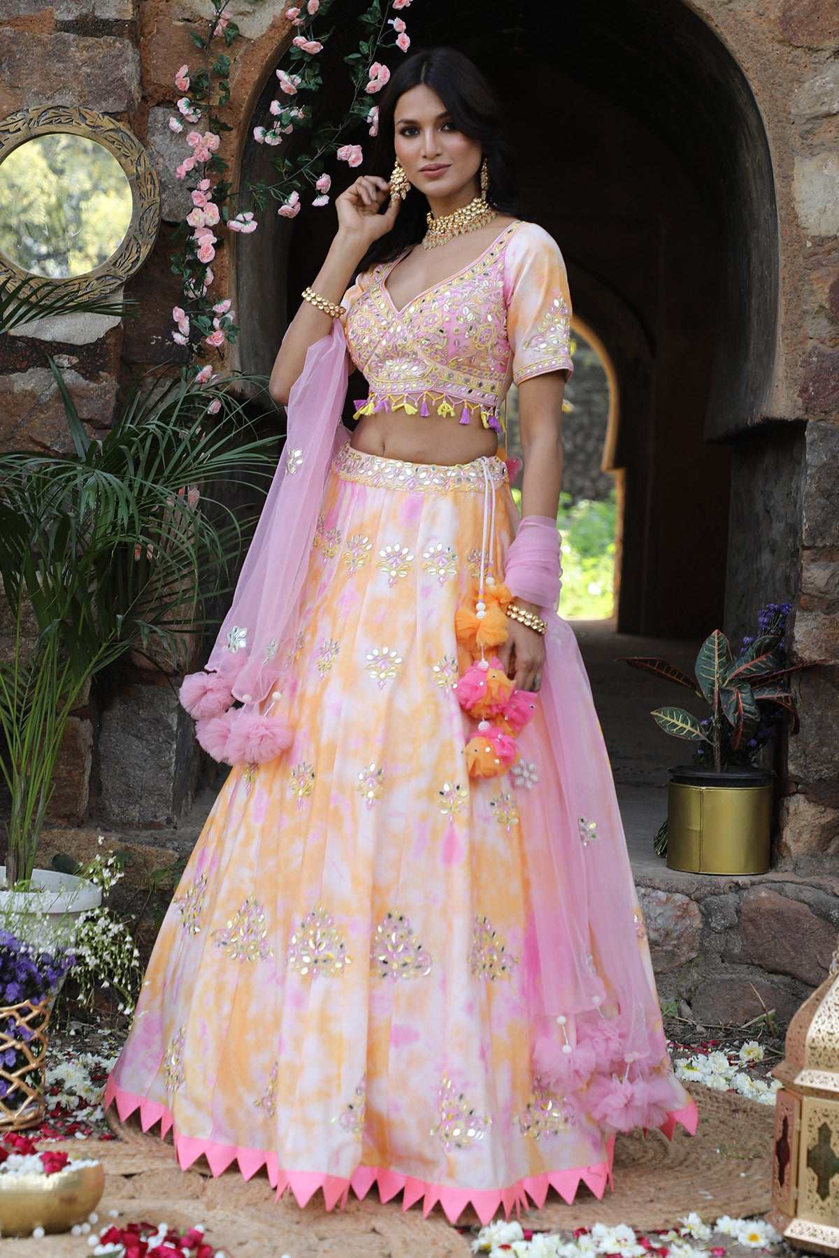 Tie-Dye Multicolor Lehenga Set