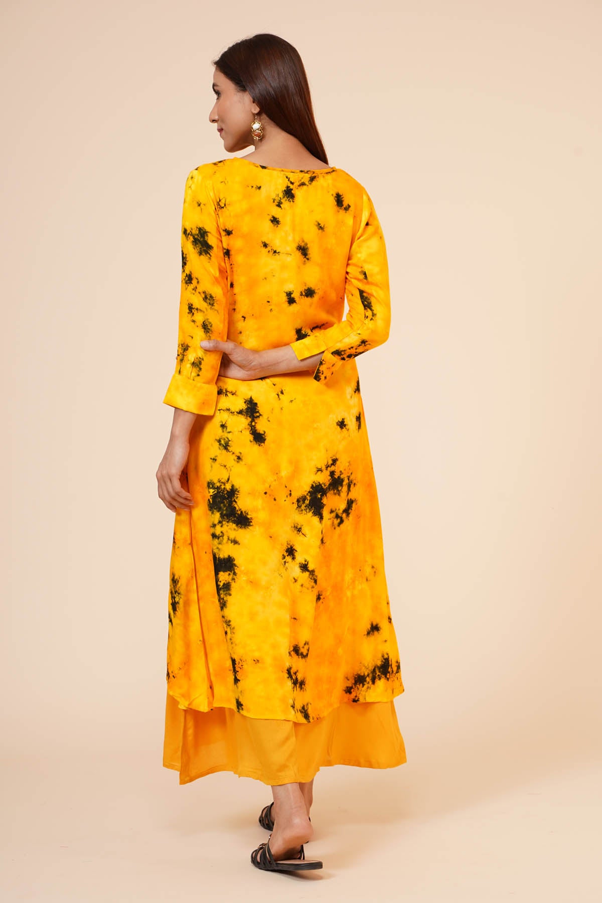 Mustard Yellow Tye Dye Kurti