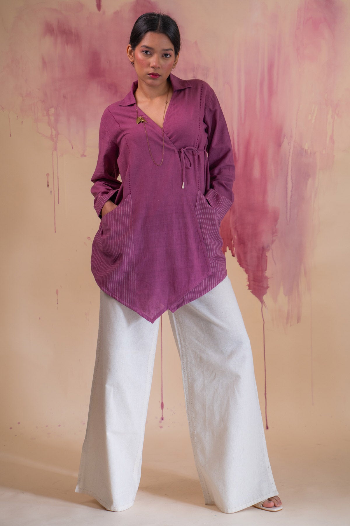 Tie Up Overlay & Slit Pant Set