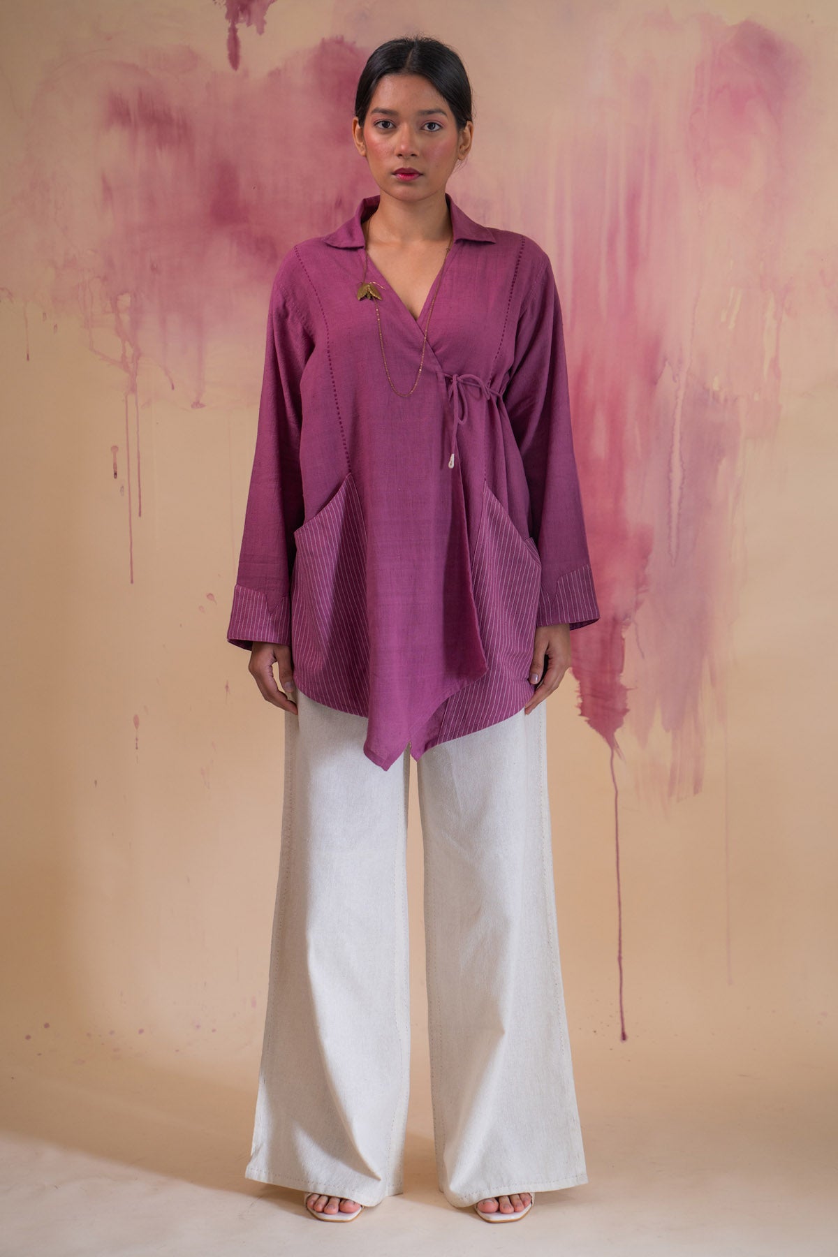 Tie Up Overlay & Slit Pant Set