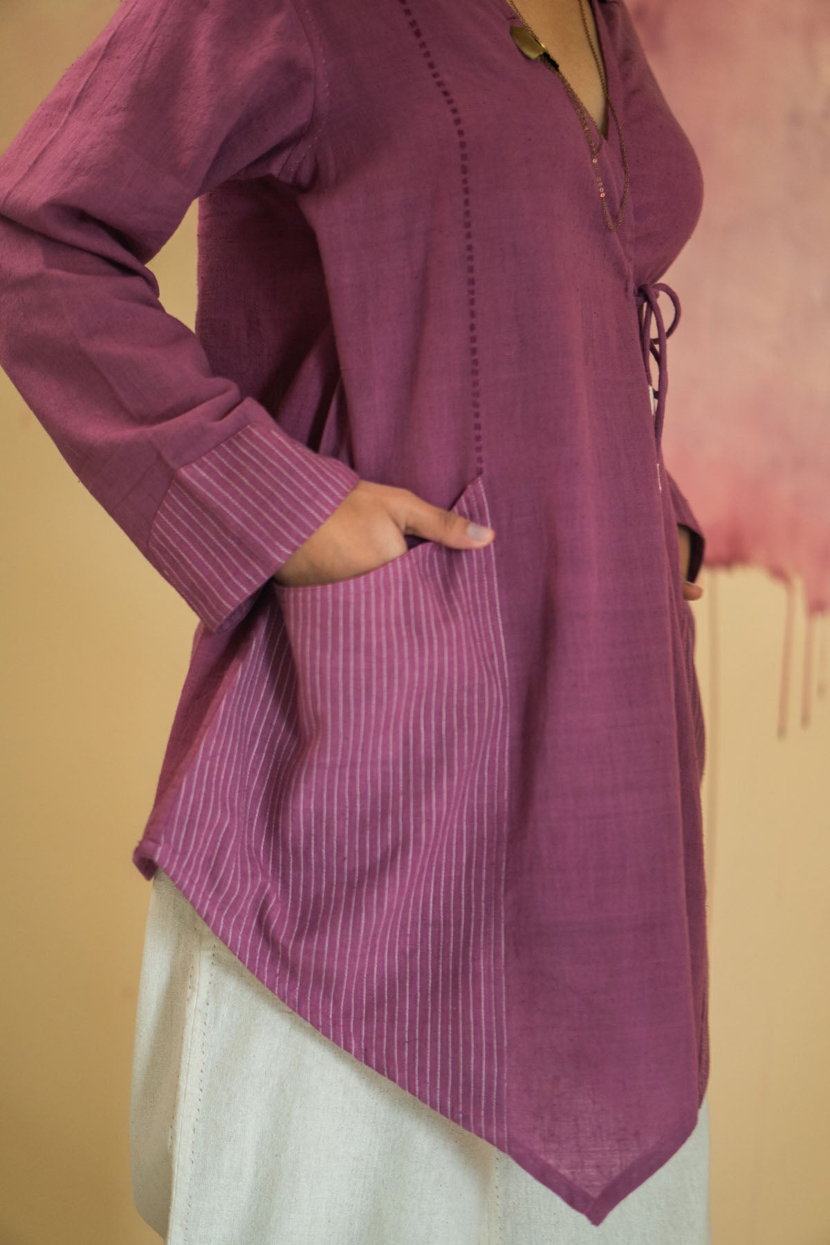 Tie Up Overlay & Slit Pant Set