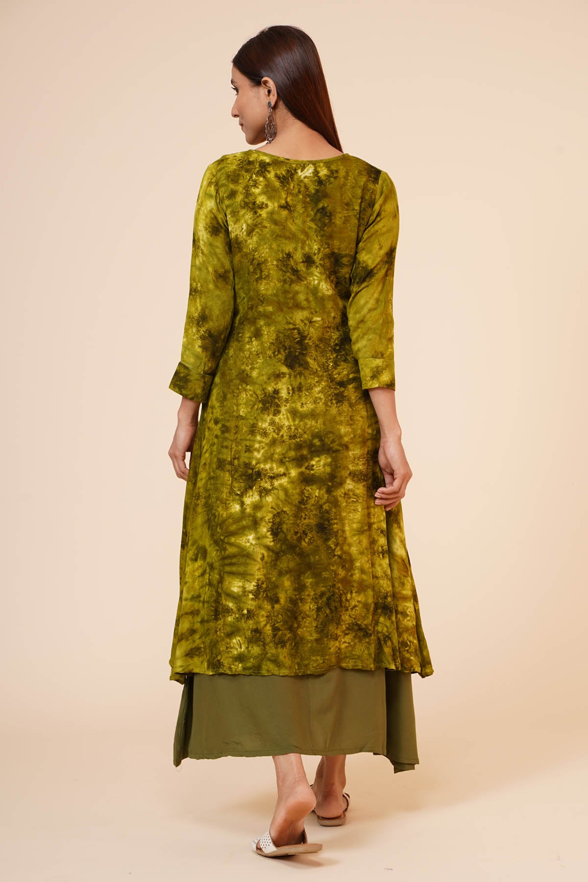 Olive Tie Dye Rayon Kurti