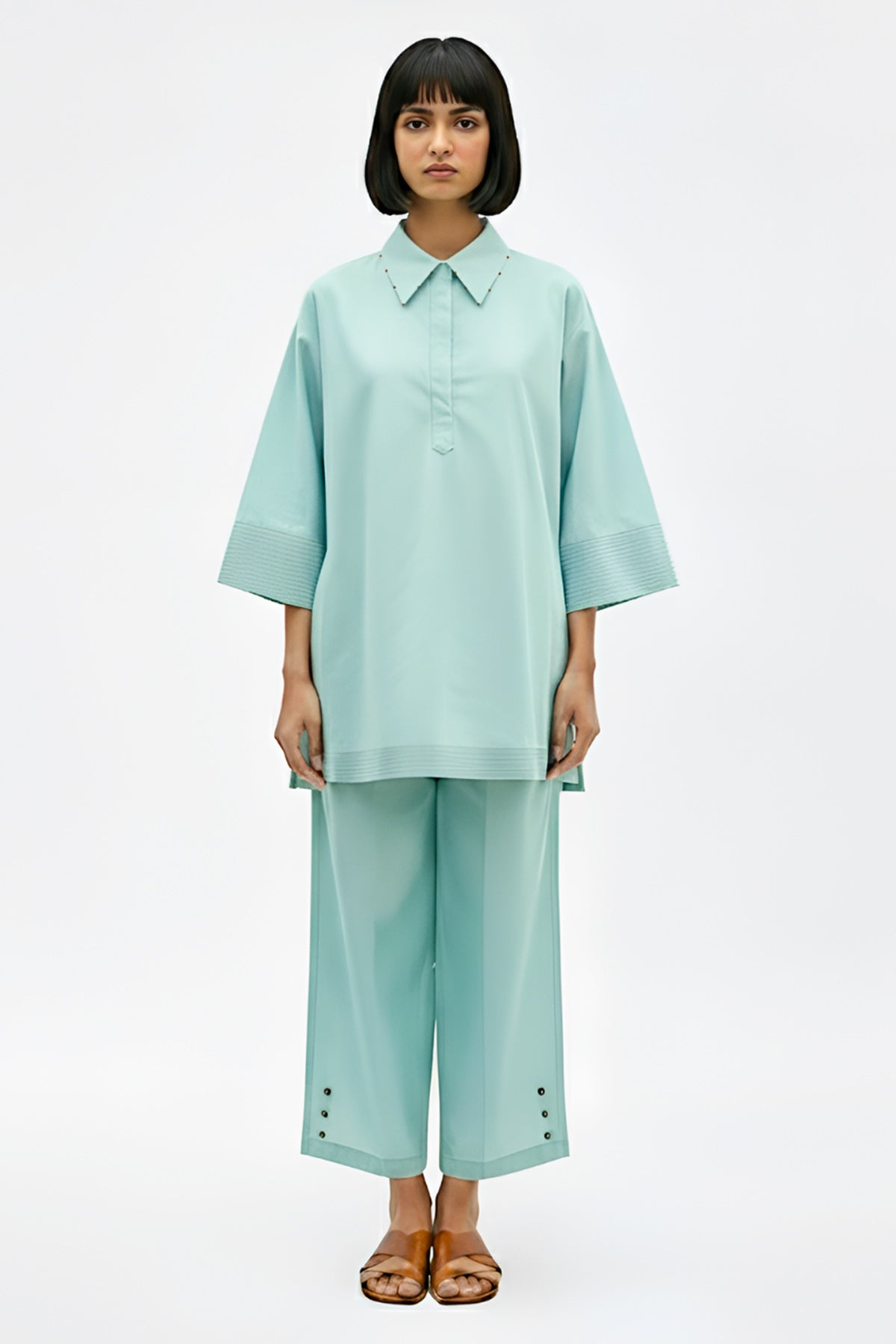 Buy Tiffany Blue Twill Co-ord Set for women by Neora online available at scrollnshops