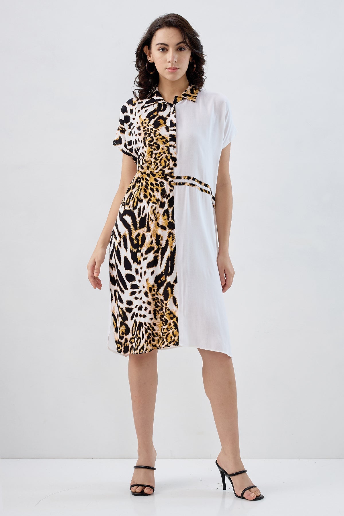 Buy Tiger Printed Colorblock Dress for Women by SNEHA B Designer online available at scrollnshops