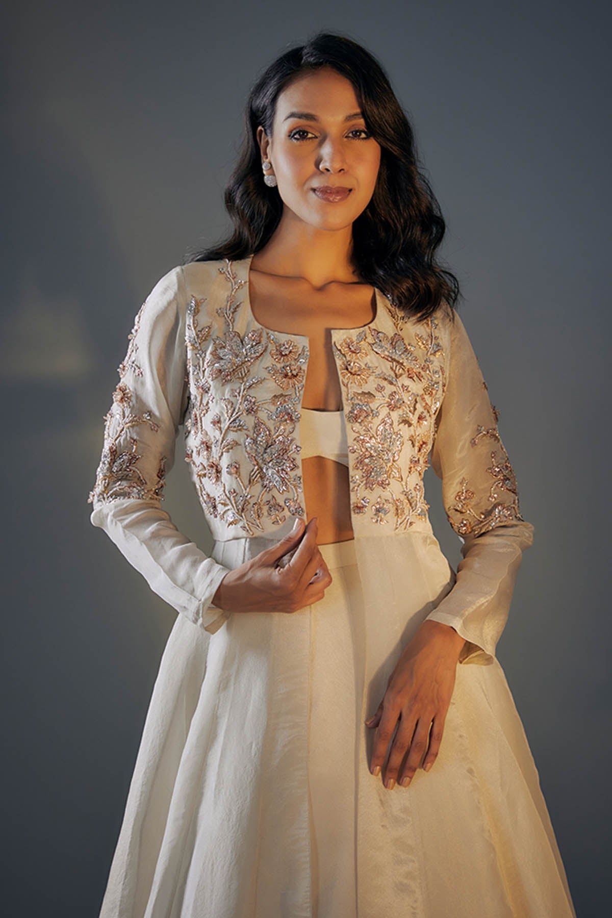 Tissue Embroidered Lehenga Set